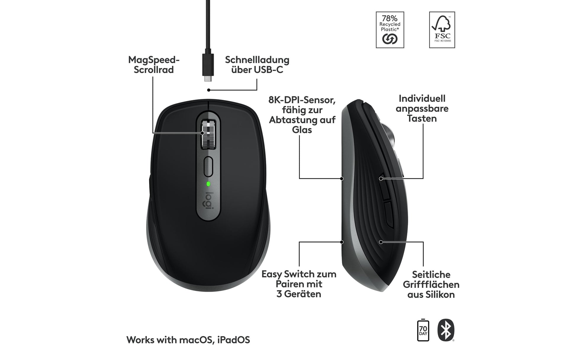 Logitech MX Anywhere 3S für Mac Maus – Space Grey