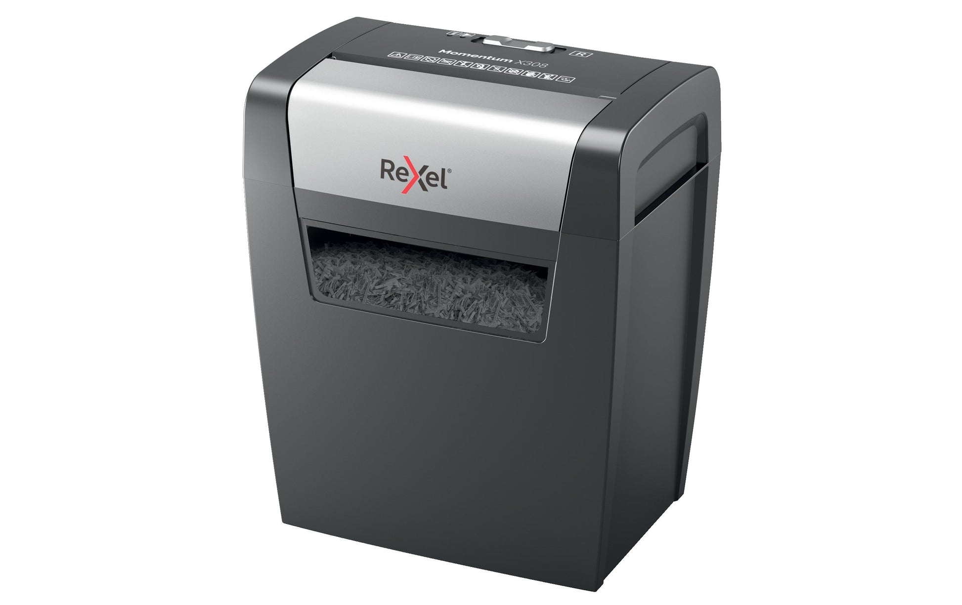 Rexel Momentum X308 – Aktenvernichter, DIN P-3, Partikelschnitt 5 × 42 mm, 8 Blatt, 15 l, A4