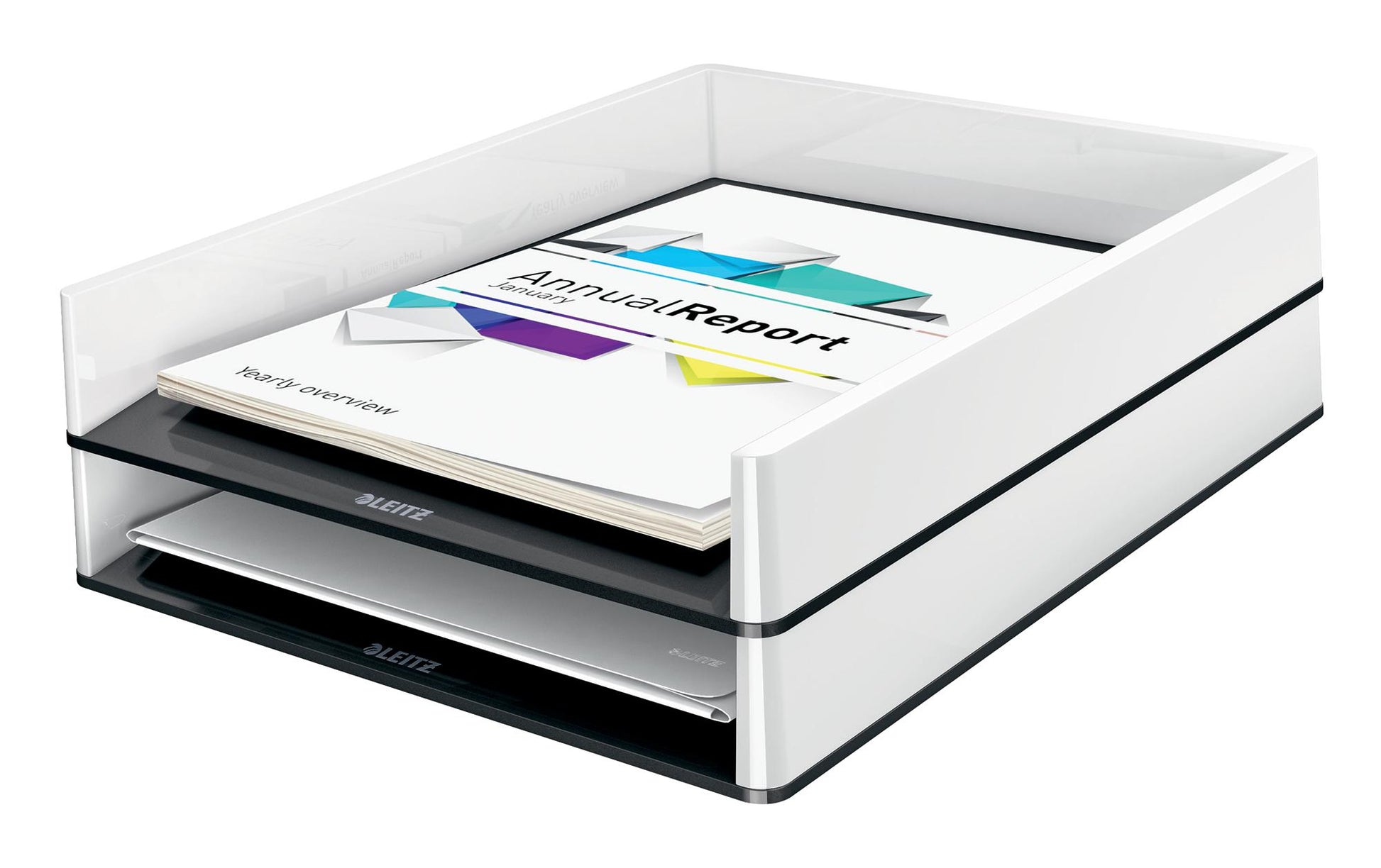 Leitz WOW Duo Colour – Briefkorb für A4, Polystyrol (PS), Schwarz/Weiss, Hochglänzend, 267 × 49 × 336 mm