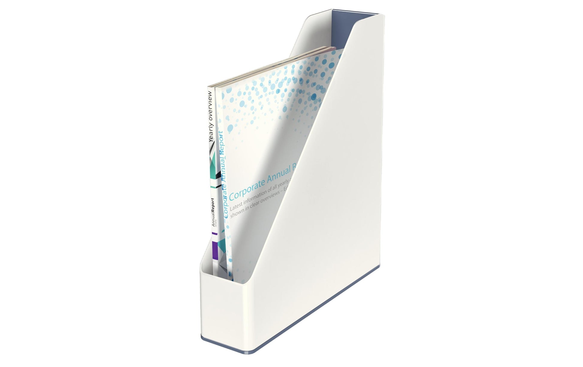 Leitz WOW Stehsammler – für A4, weiss/blau, Polystyrol (PS), B 73 × H 318 × T 272 mm