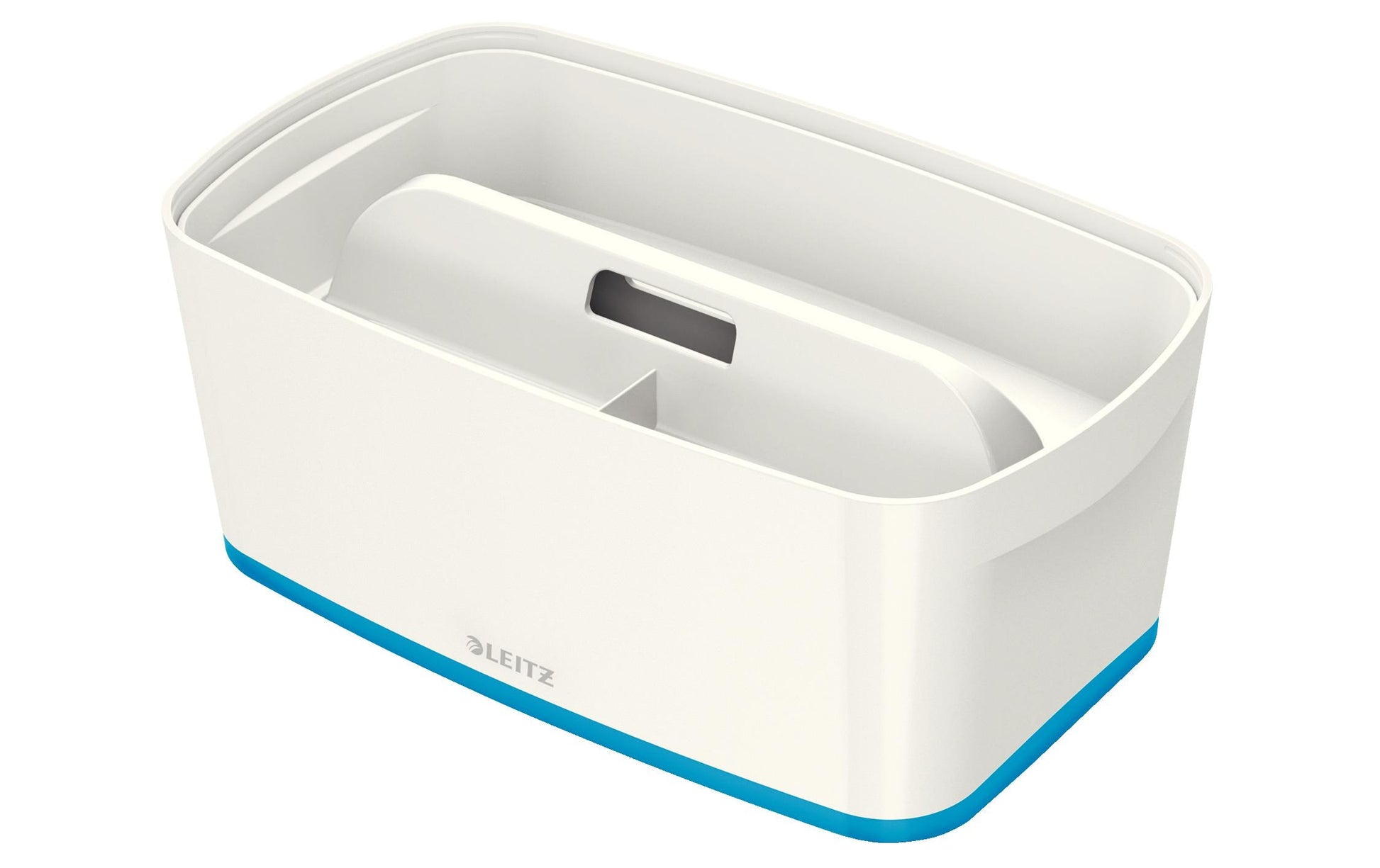 Leitz Aufbewahrungsbox MyBox – Kunststoff, weiss/blau, 31,8 × 12,8 × 19,1 cm