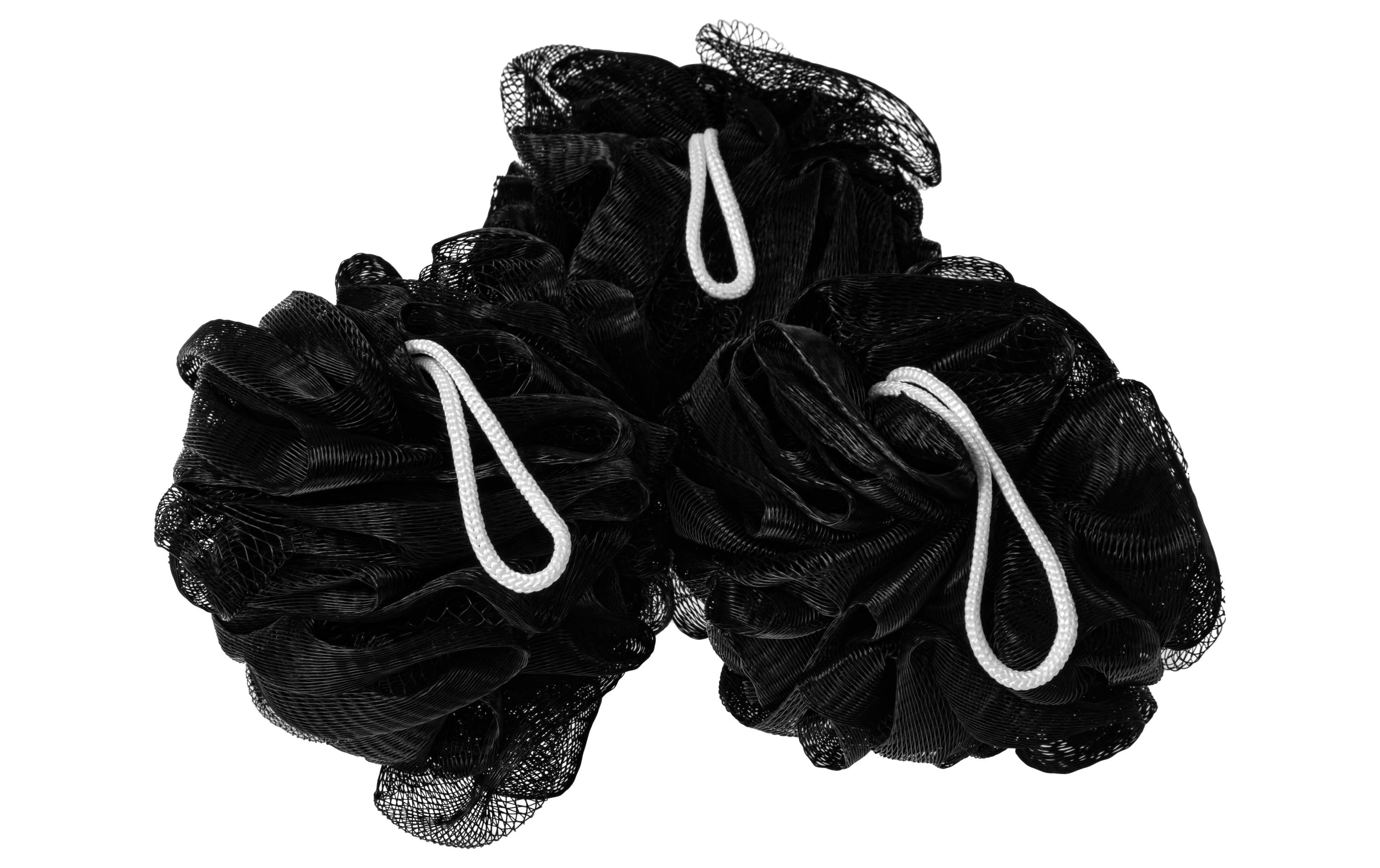 Cocon Duschschwamm – 3 Stk, Durchmesser 10 cm – Schwarz – Polyethylen