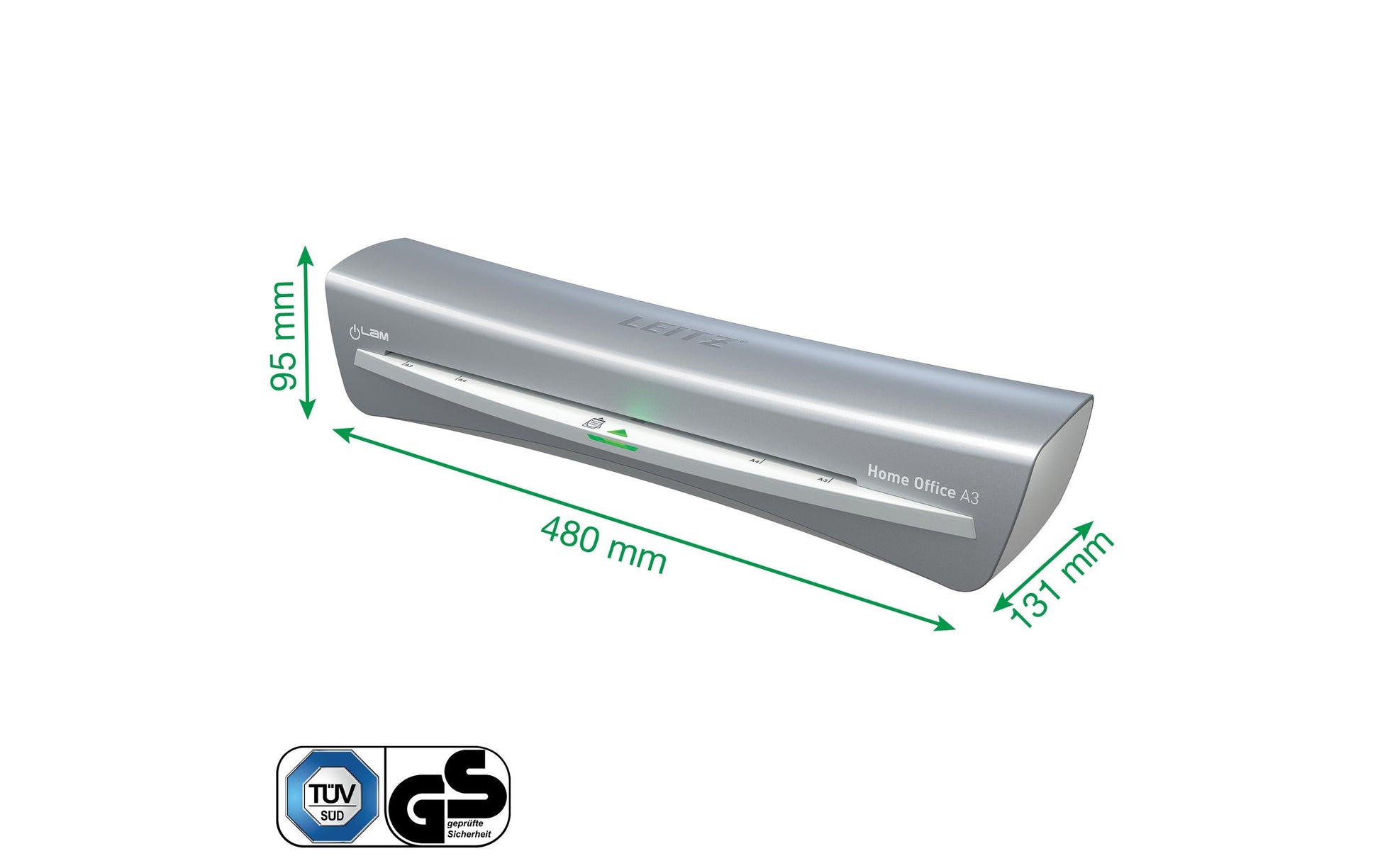 Leitz iLAM Home Office Laminiergerät A3 – Heisslaminator, bis 125 µm, 2 Rollen, 310 mm/min, grau