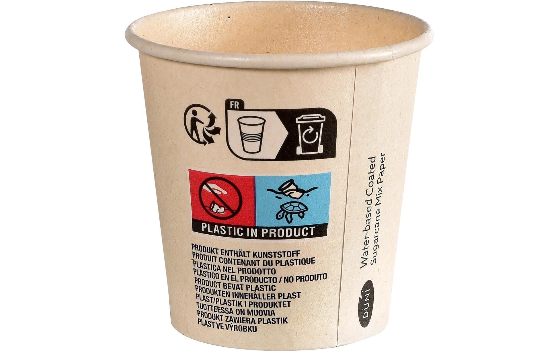 Duni Trinkbecher Bagasse (PLA-beschichtet) – 1,2 dl, beige, 50 Stück