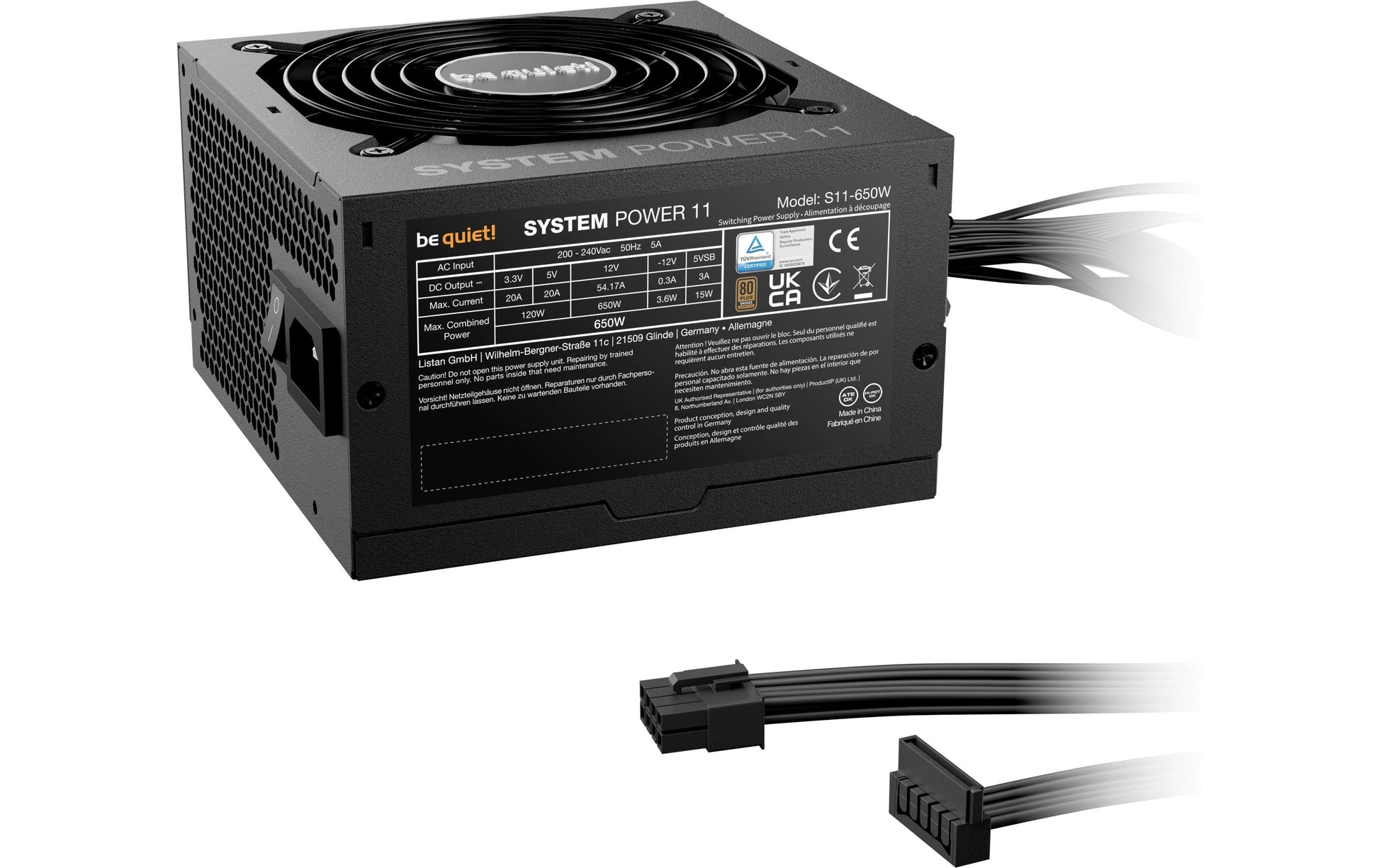 be quiet! be quiet System Power 11 ATX-Netzteil 650 W 80 PLUS Bronze – nicht-modular, ATX 3.1, EPS 2,92