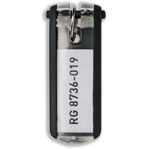 Durable Schlüsselschild Key Clip – schwarz, Kunststoff, B 24 × H 68 × T 15 mm, 6 Stk. – für Key Box Code 36