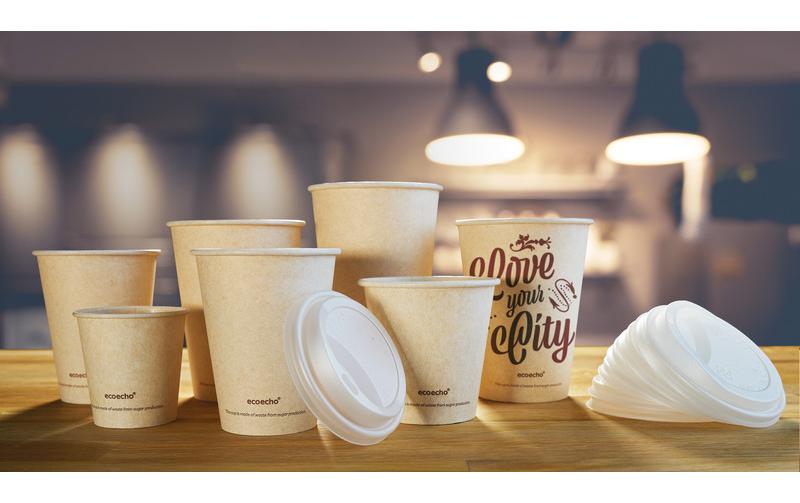 Duni Trinkbecher Bagasse (PLA-beschichtet) – 1,8 dl, beige, 50 Stück