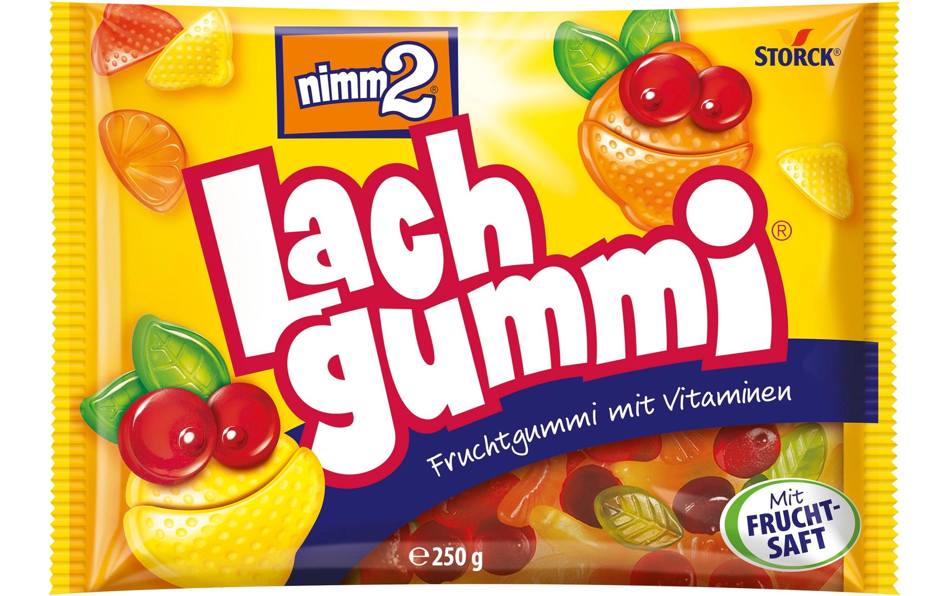 STORCK Nimm2 Lachgummi – Banane, Zitrone, Orange – 250 g