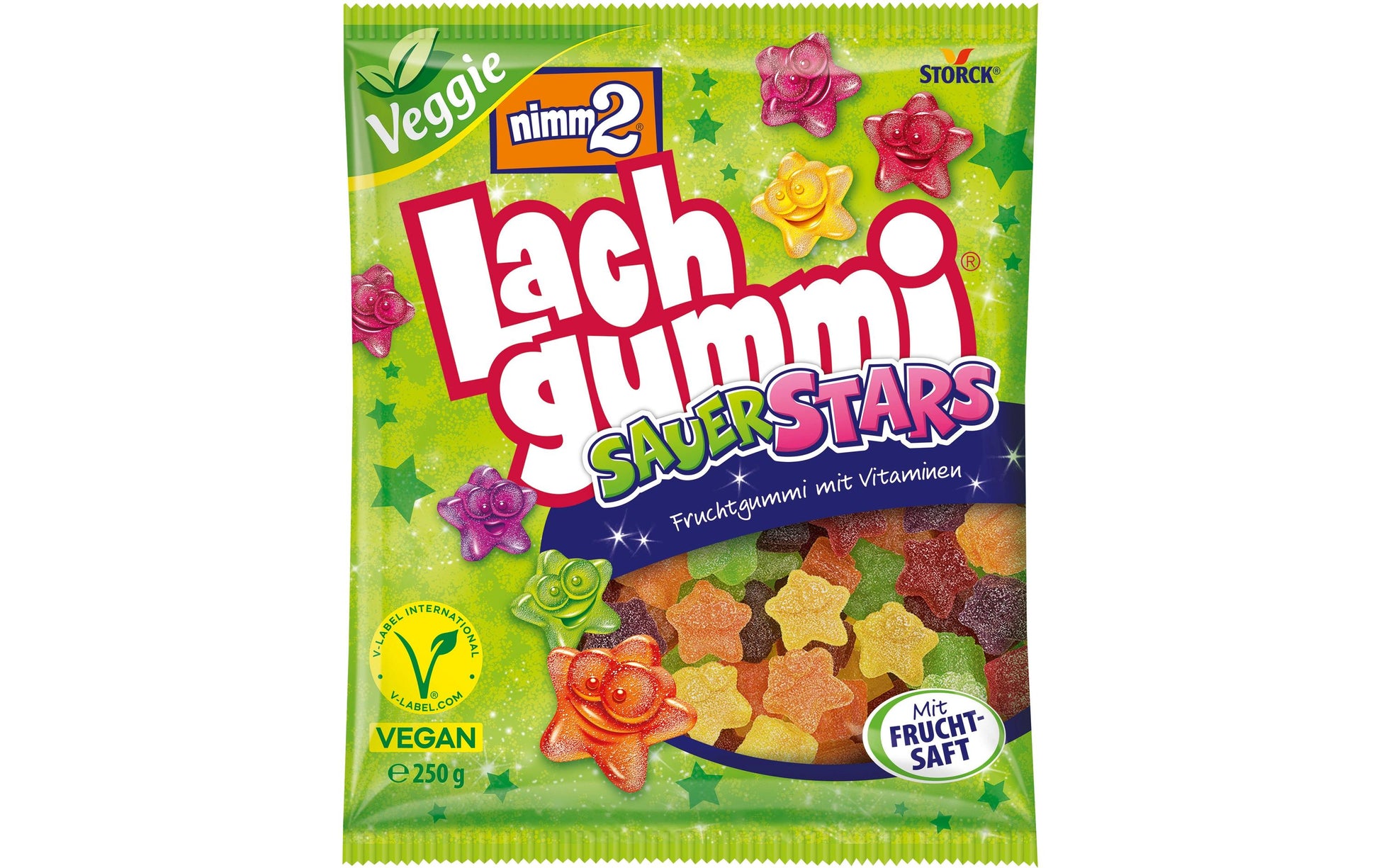 STORCK Nimm2 Lachgummi – Sauer-Stars – 250 g