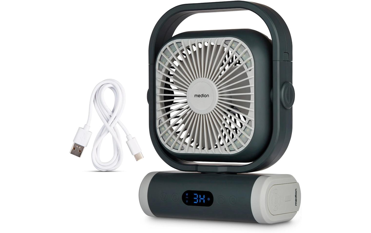 MEDION USB-Tischventilator MD 12065 – 15 cm, 5 Stufen, 20 W, 48 dB(A), Grau