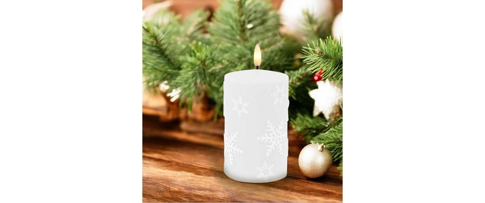 Dameco LED-Teelicht Schneeflocke – Ø 7,5 × 12,5 cm, Warmweiss, Weiss, Timer, Batteriebetrieb (2× AA)