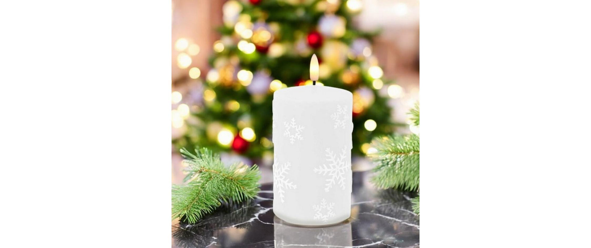 Dameco LED-Teelicht Schneeflocke – Ø 7,5 × 12,5 cm, Warmweiss, Weiss, Timer, Batteriebetrieb (2× AA)