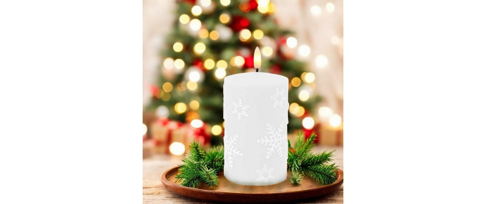 Dameco LED-Teelicht Schneeflocke – Ø 7,5 × 12,5 cm, Warmweiss, Weiss, Timer, Batteriebetrieb (2× AA)