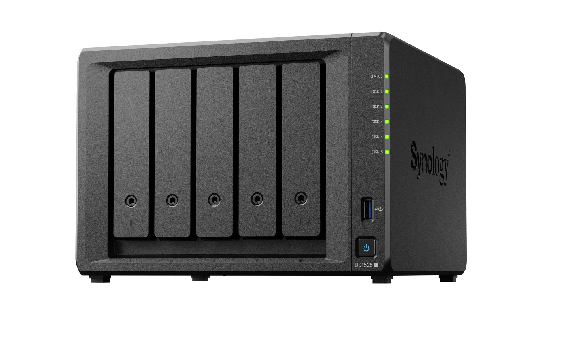 Synology DS1525+ – 5-Bay Desktop NAS – AMD Ryzen V1500B, 8 GB RAM, 2.5GbE