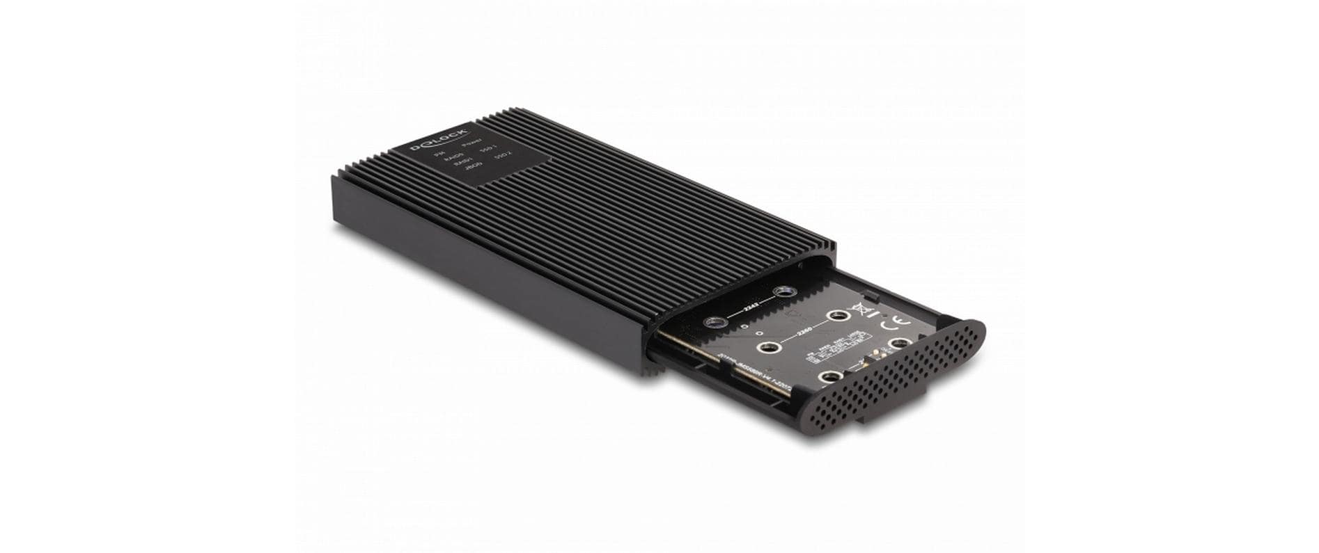 DeLOCK 2×M.2 NVMe – 2-Bay SSD-Gehäuse – USB-C 20 Gbit/s, RAID – für M.2 (30–80 mm), NVMe, PCIe