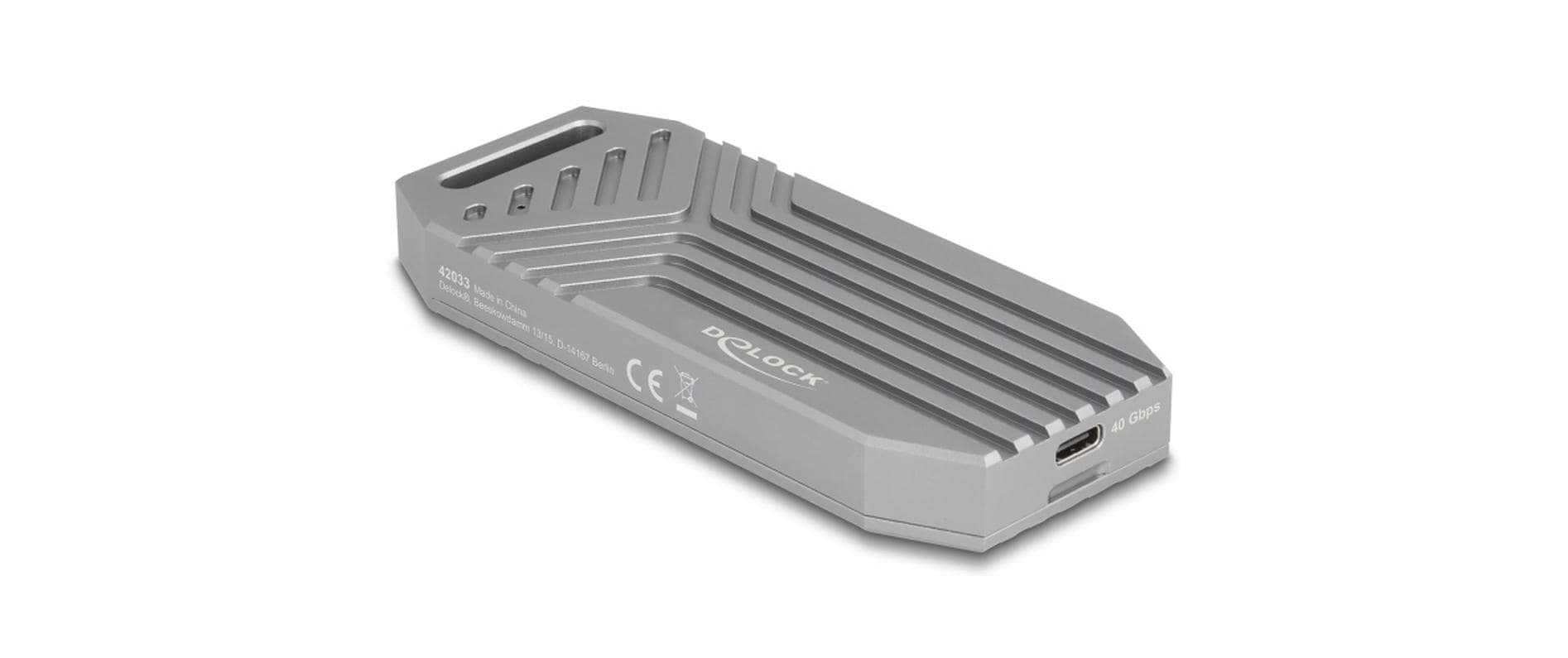 DeLOCK 42033 – 1-Bay SSD-Gehäuse (M.2 NVMe) – USB4 40 Gbit/s, USB-C