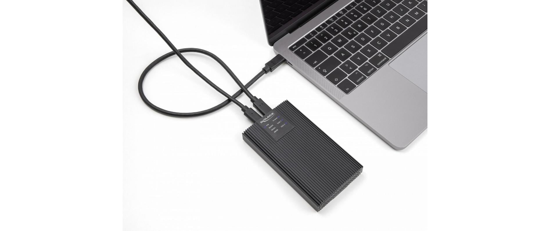 DeLOCK 2×M.2 NVMe – 2-Bay SSD-Gehäuse – USB-C 20 Gbit/s, RAID – für M.2 (30–80 mm), NVMe, PCIe