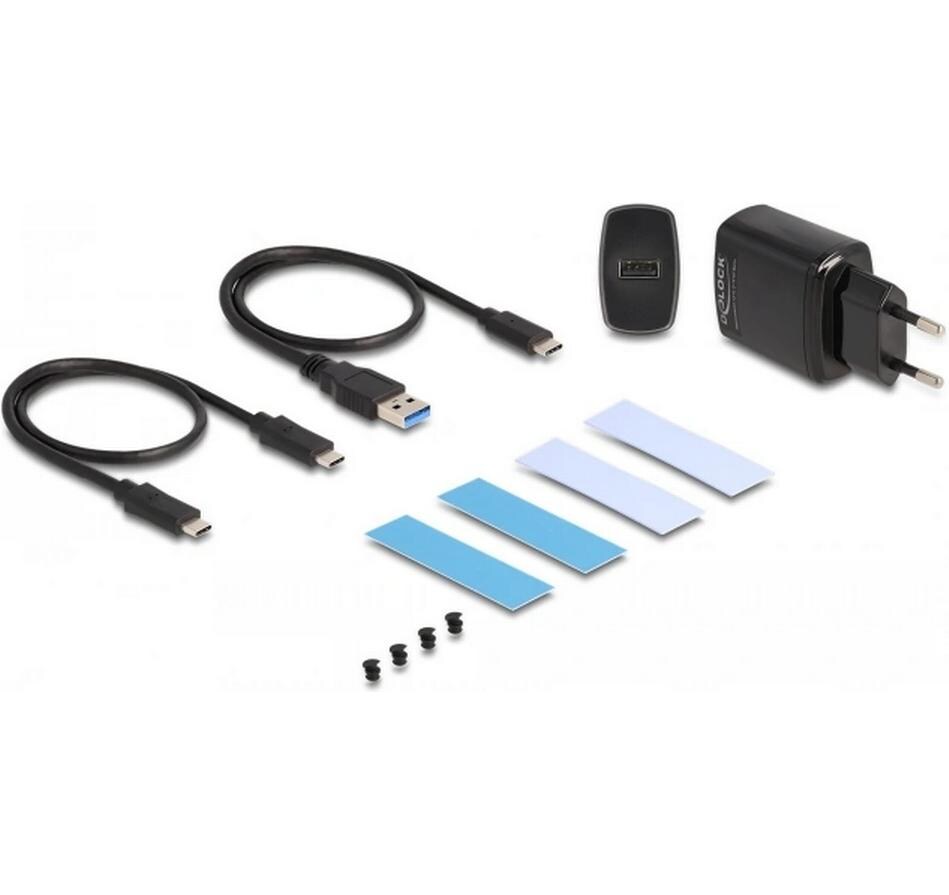 DeLOCK 2×M.2 NVMe – 2-Bay SSD-Gehäuse – USB-C 20 Gbit/s, RAID – für M.2 (30–80 mm), NVMe, PCIe