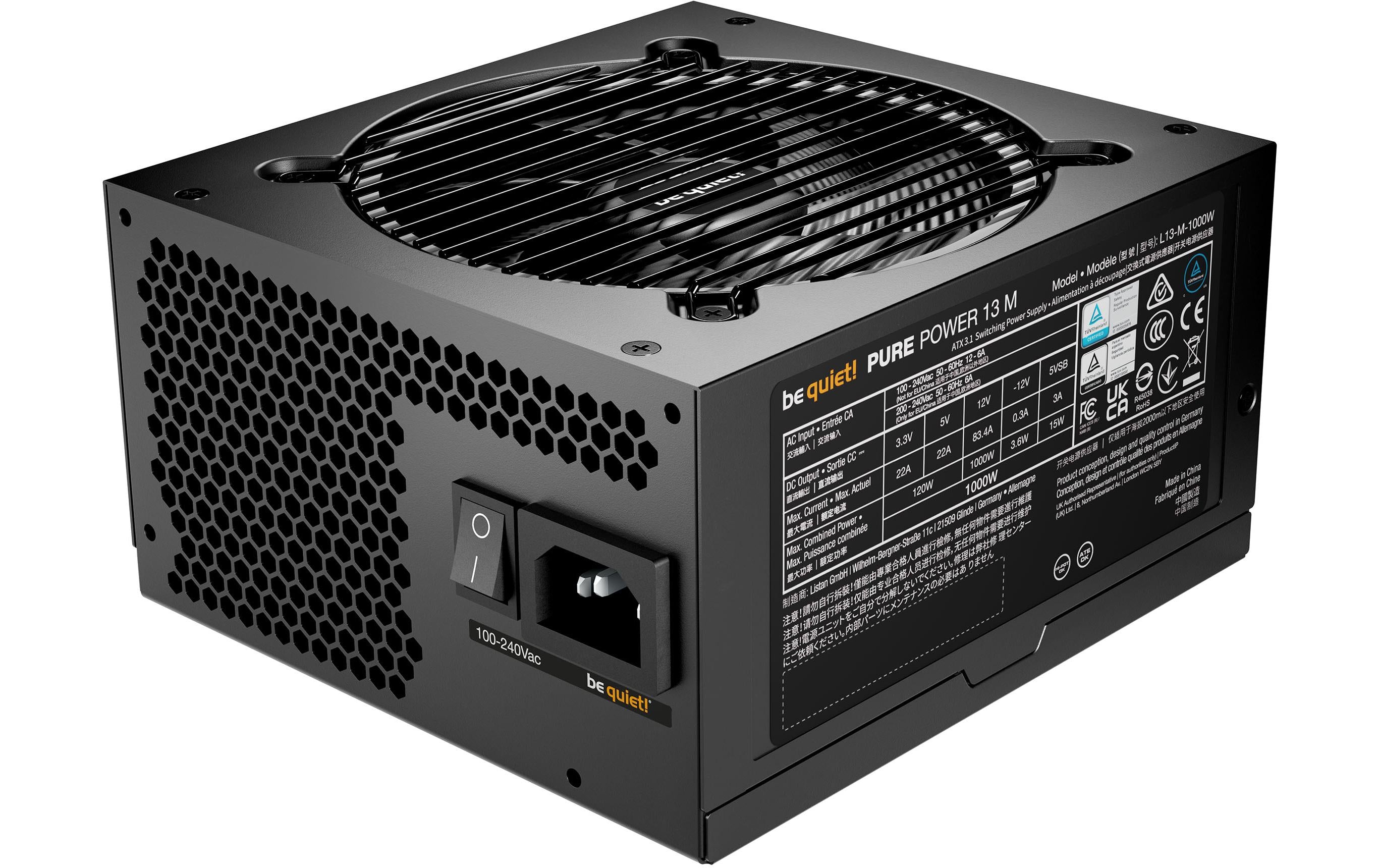 be quiet! be quiet Pure Power 13 M ATX-Netzteil 1000 W 80 PLUS Gold – vollmodular, ATX 3,1