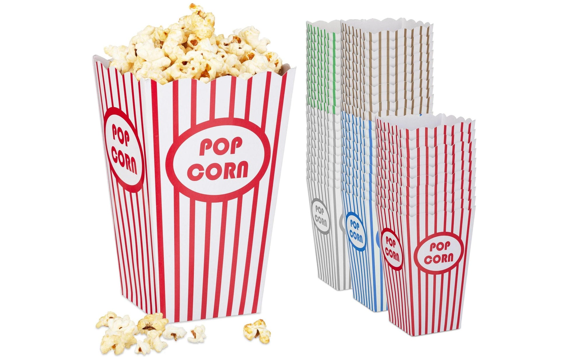 Relaxdays Popcorntüten, Papier, 10,5 × 16 cm, mehrfarbig – 50 Stk.