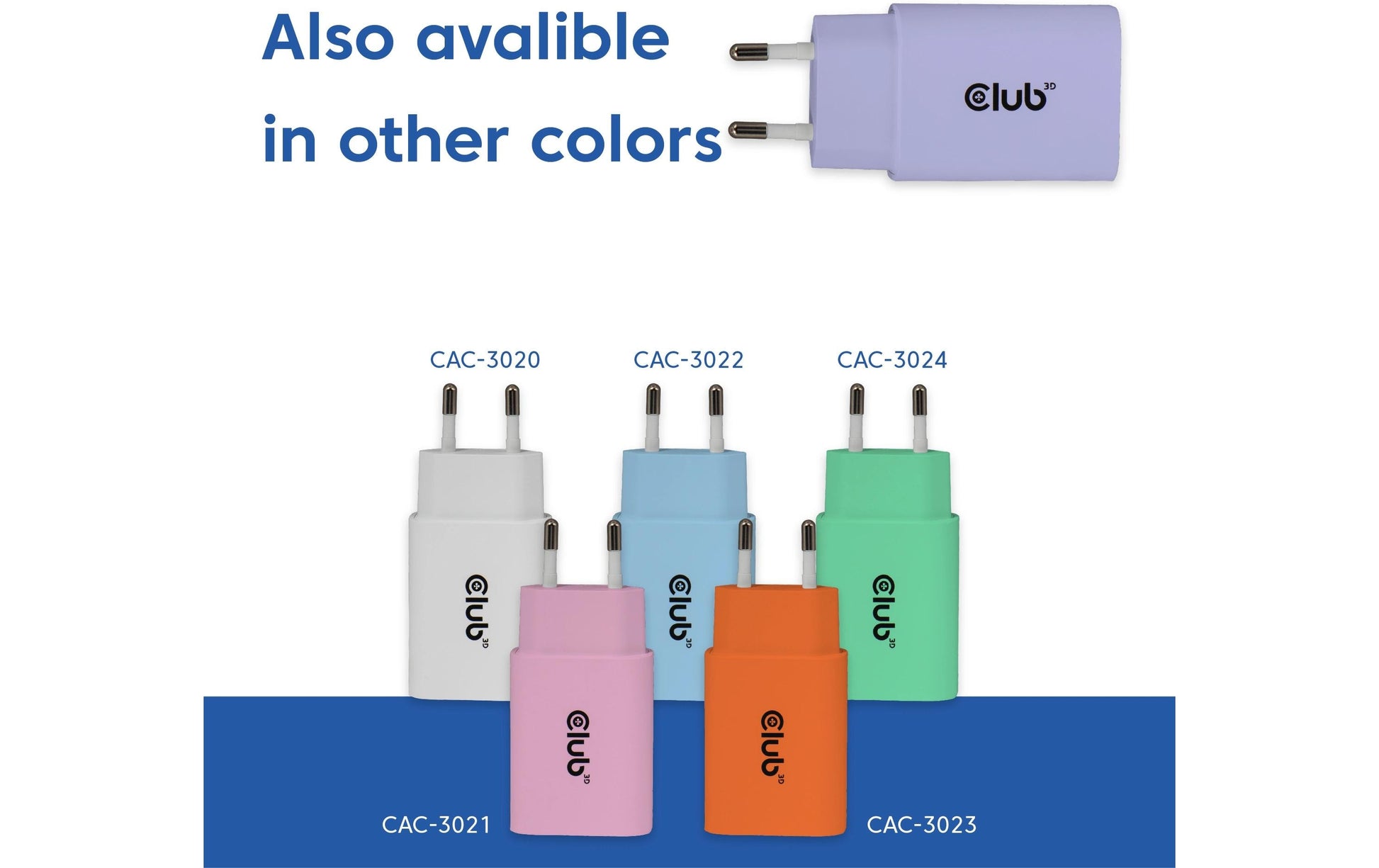 CLUB3D Club 3D 2er-Pack USB-Ladegerät 30 W – USB-C×1, PD – Violett