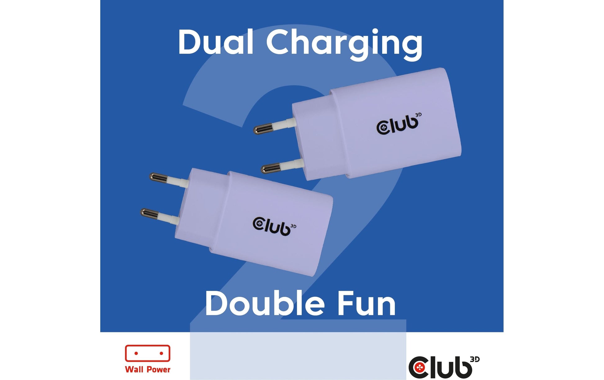 CLUB3D Club 3D 2er-Pack USB-Ladegerät 30 W – USB-C×1, PD – Violett