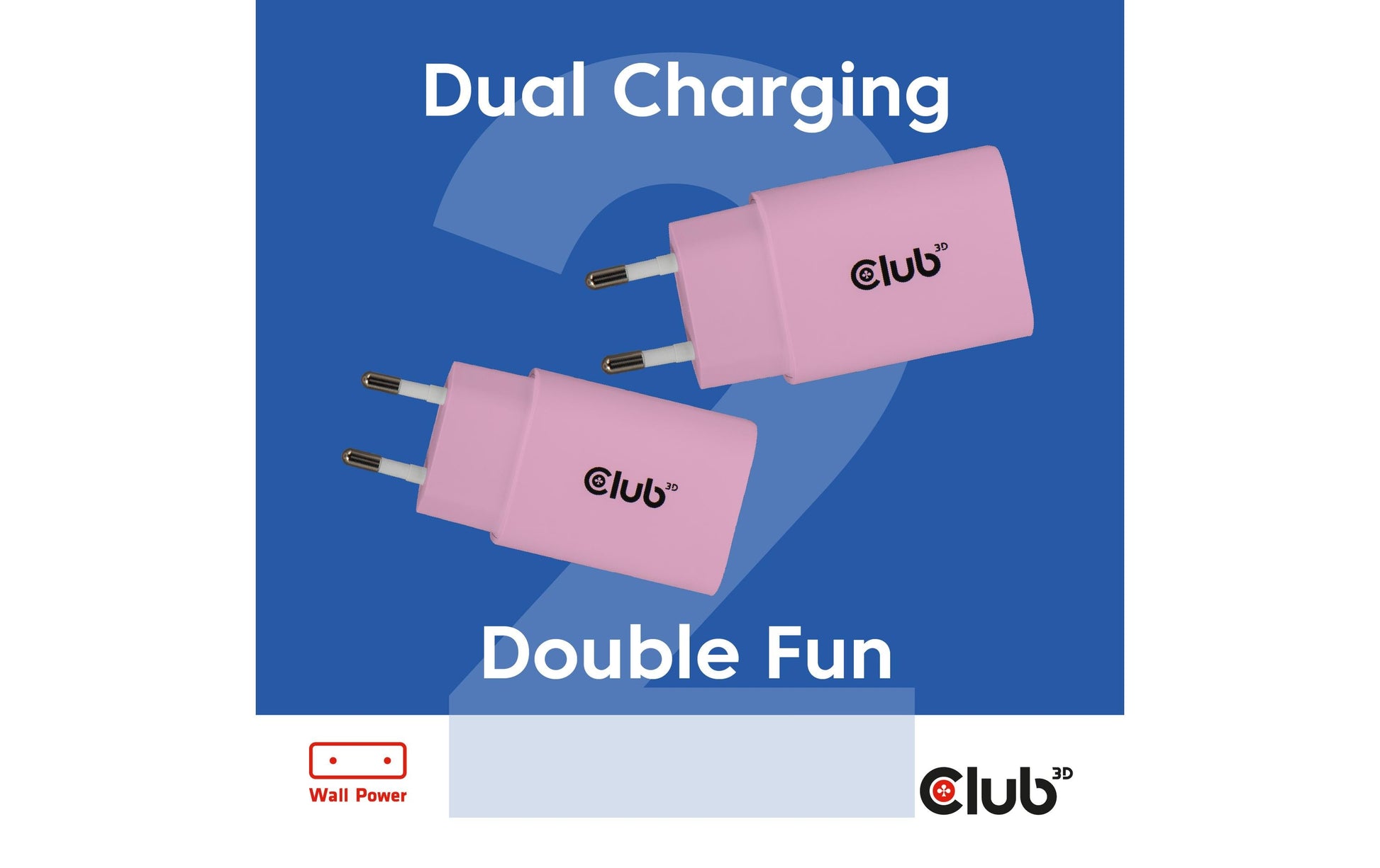 CLUB3D Club 3D CAC-3021 USB-Wandladegerät 30 W – USB-C×1, PD – Rosa
