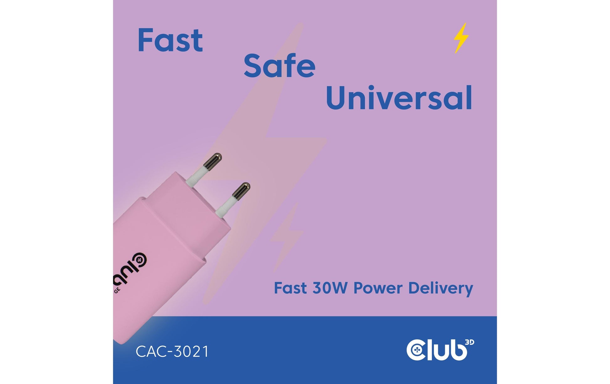 CLUB3D Club 3D CAC-3021 USB-Wandladegerät 30 W – USB-C×1, PD – Rosa