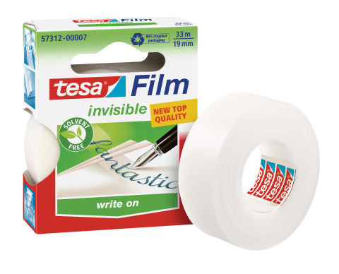 TESA Klebeband Film unsichtbar – permanent, matt, Kunststoff, 19 mm × 33 m, transparent