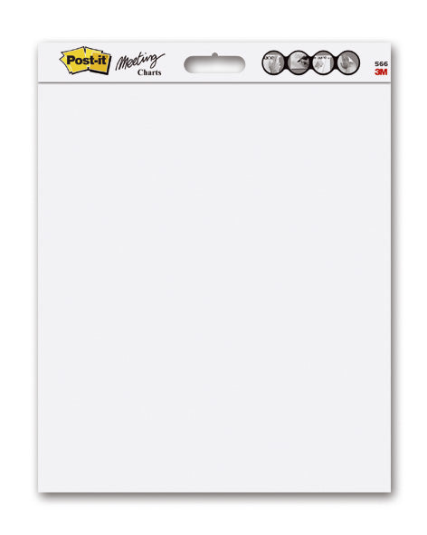 Post-it Flipchart-Block Wall Pad 566 – 50,8 × 58,4 cm, selbstklebend, 20 Blatt/Block, 2 Blöcke, weiss
