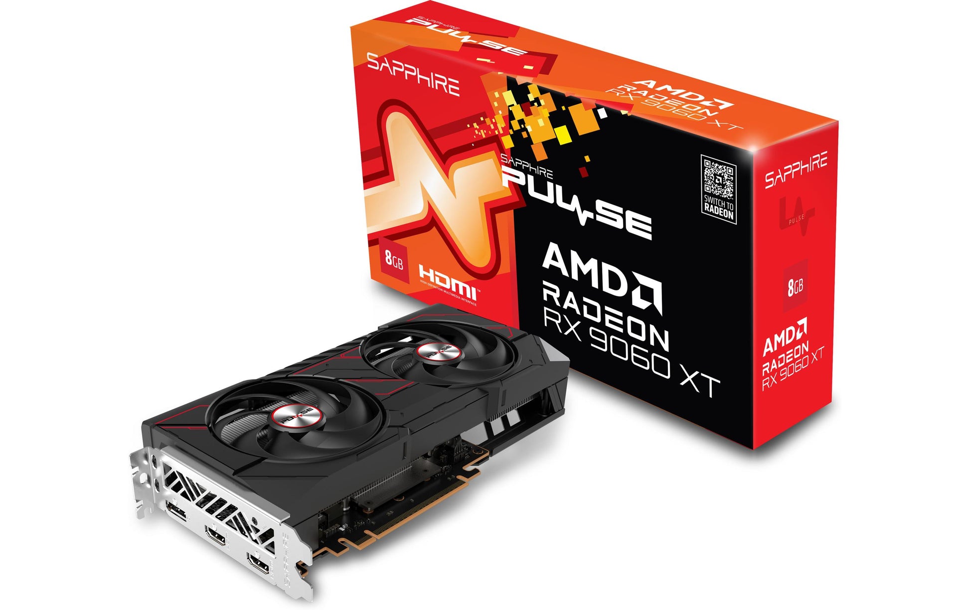 Sapphire Pulse RX 9060 XT 8GB – PCIe Grafikkarte – 2×HDMI, 1×DP, PCIe x16 5.0, 1×8-Pin, 170 W