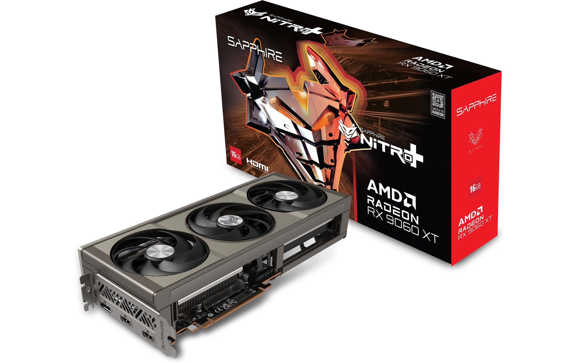 Sapphire NITRO+ Radeon RX 9060 XT – 8 GB GDDR6, PCIe x16 5.0, 2×HDMI, 1×DisplayPort