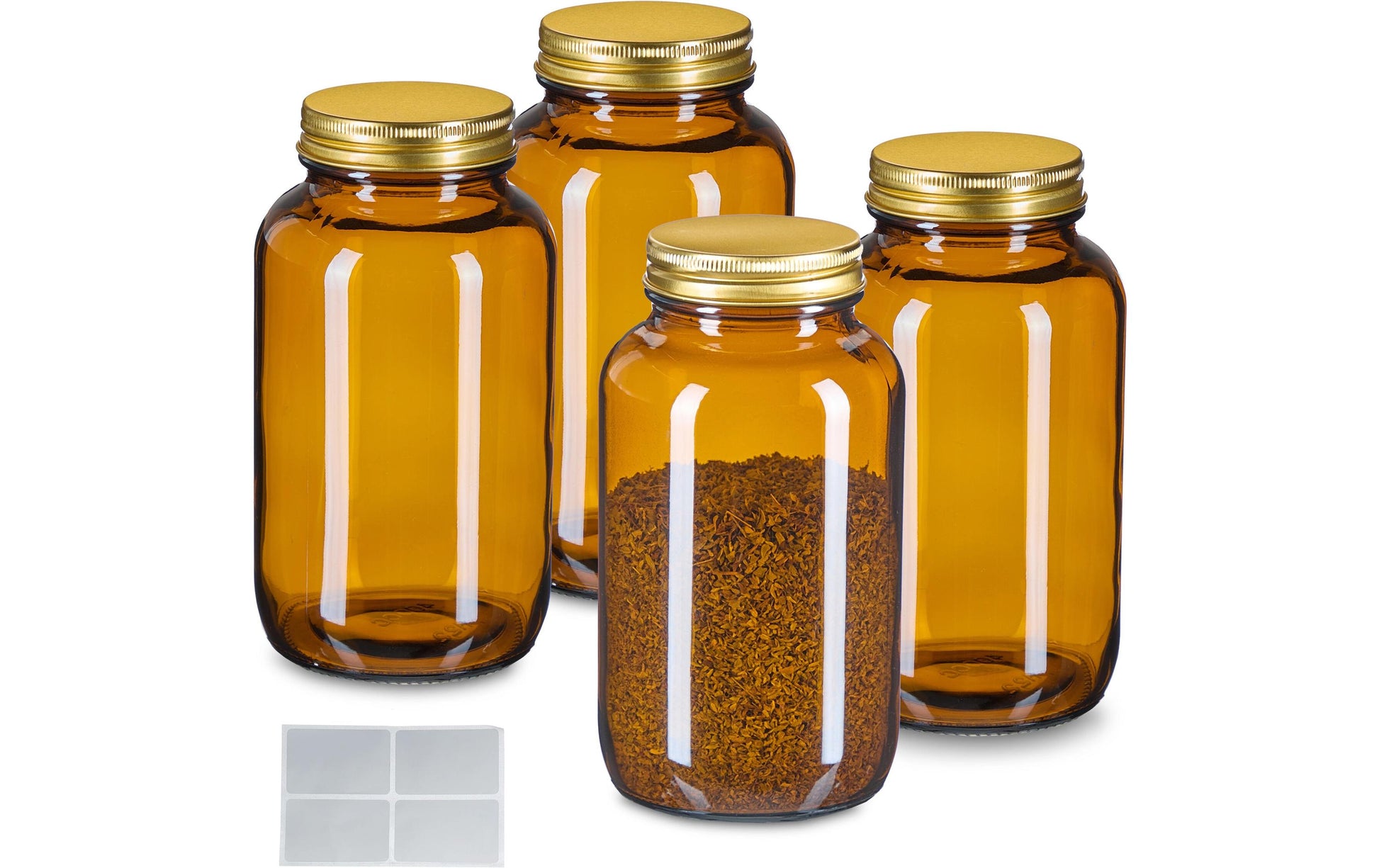 Relaxdays Streudose 400 ml, Glas/Aluminium, Braun, 4 Stk.