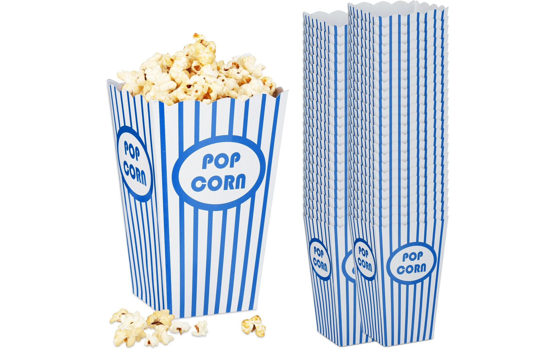 Relaxdays Fingerfood-Schale, Papier/Karton, rechteckig – 160 × 105 × 105 mm – Blau/Weiss – 48 Stk.