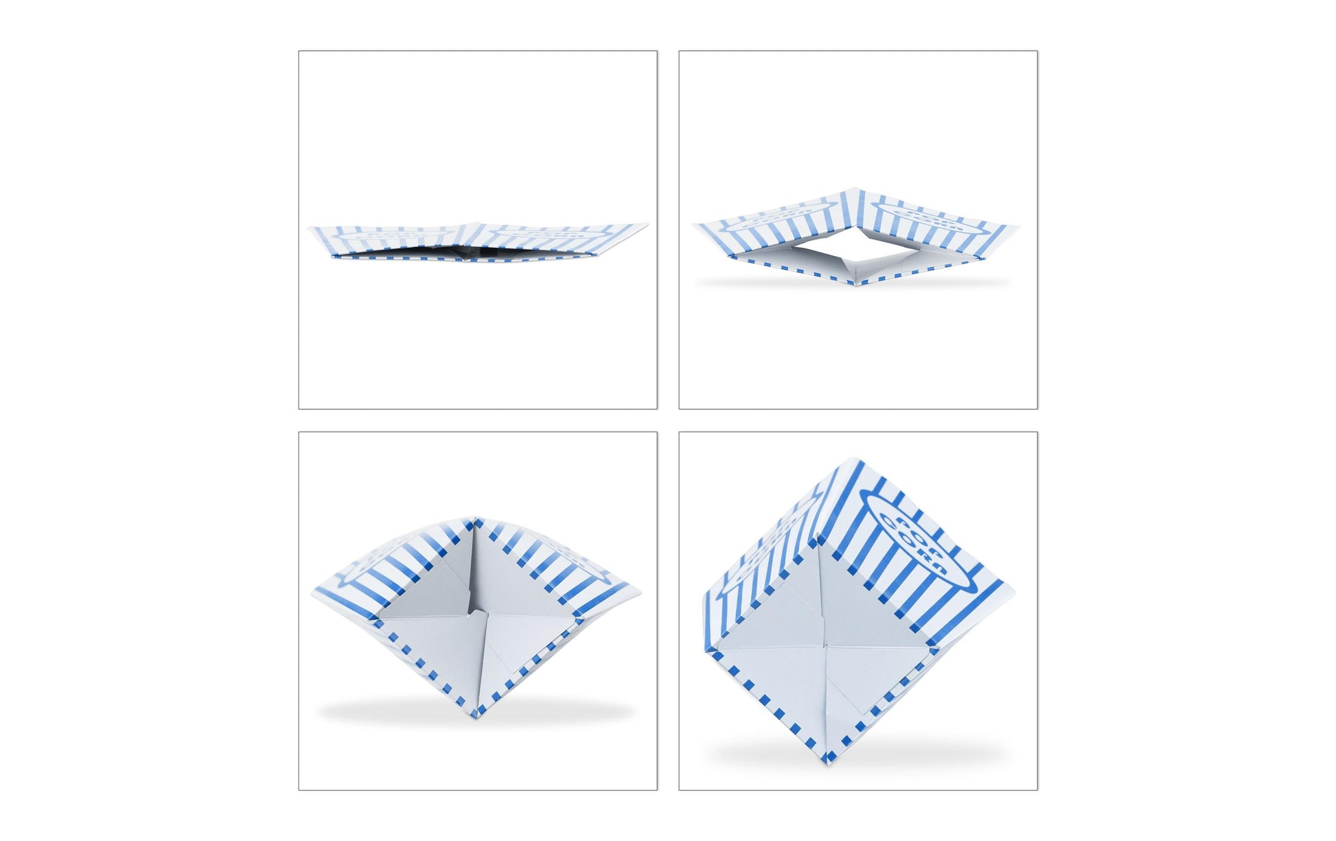 Relaxdays Fingerfood-Schale, Papier/Karton, rechteckig – 160 × 105 × 105 mm – Blau/Weiss – 48 Stk.