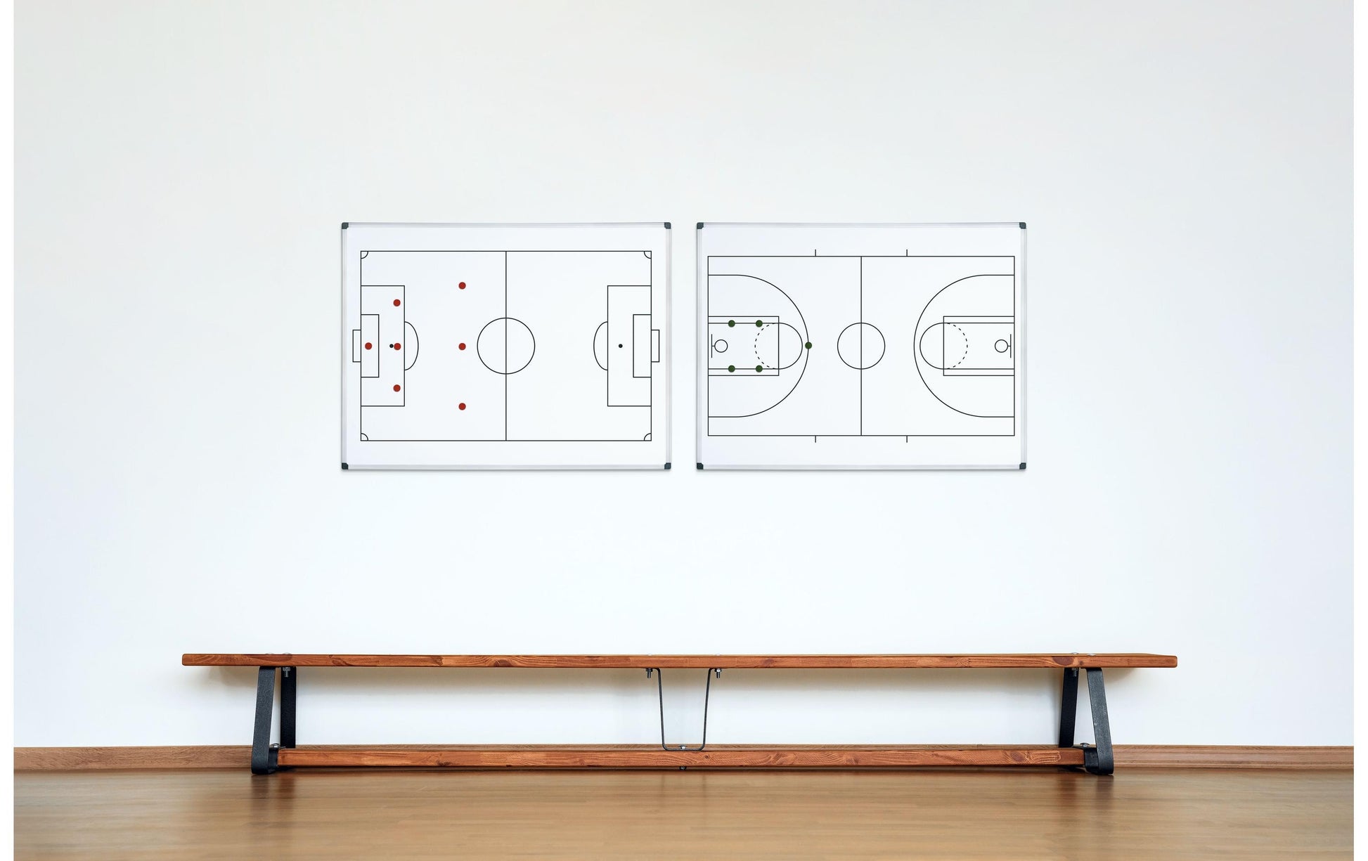 Bi-Office Whiteboard – 120 × 90 cm, lackierter Stahl, magnetisch, Fussballfeld, Alu-Rahmen, Wandmontage