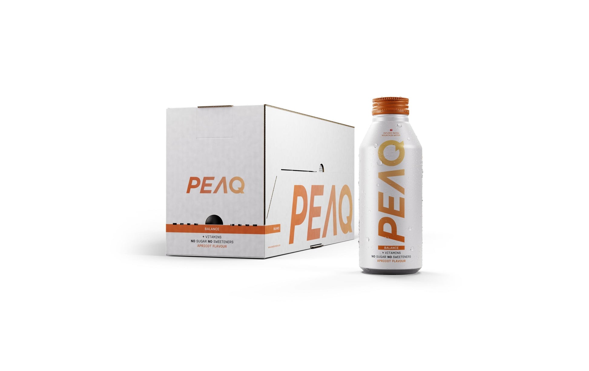 PEAQ Balance – Leicht prickelndes Vitaminwasser, Aprikose – 12 × 47,3 cl