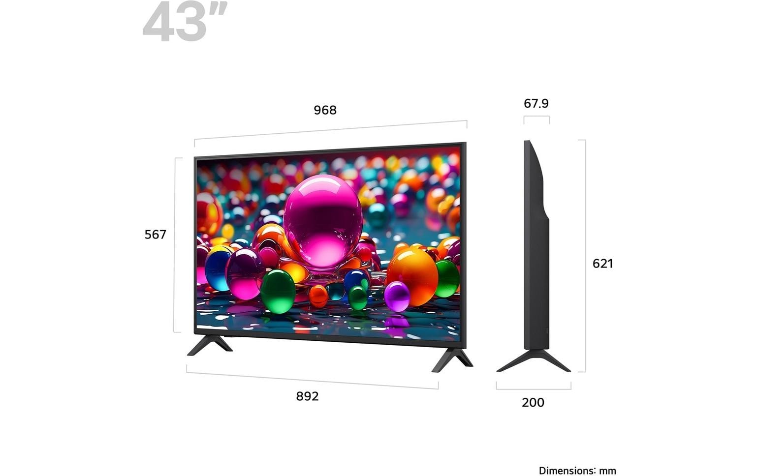 LG UT 43UA75006 – 43" TV – 4K UHD – LCD (LED-LCD) – webOS 25 – 60 Hz – HDR10, HLG