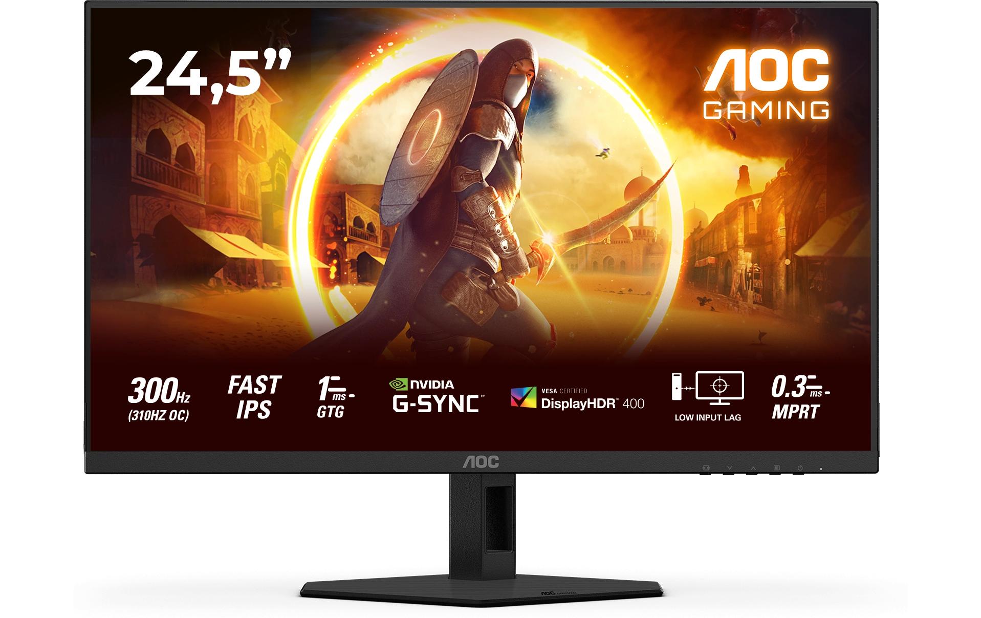 AOC 25G4SRE – Monitor, 24,5" 1920 × 1080 (Full HD), IPS, 310 Hz, G-Sync, Integrierte Lautsprecher, Rot