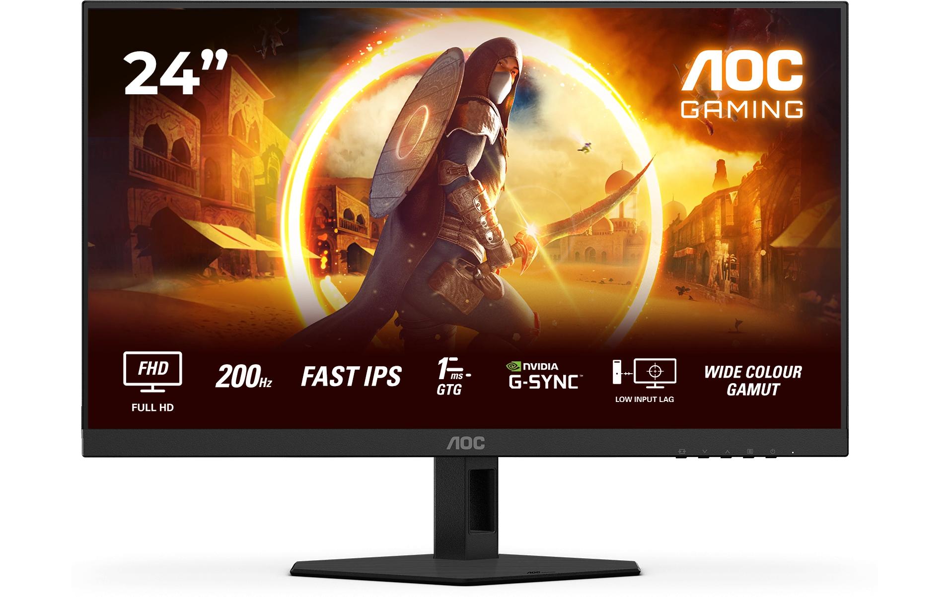 AOC 24G4HRE – Monitor, 23,8", IPS, 200 Hz, Integrierte Lautsprecher, G-Sync, Höhenverstellbar, Rot