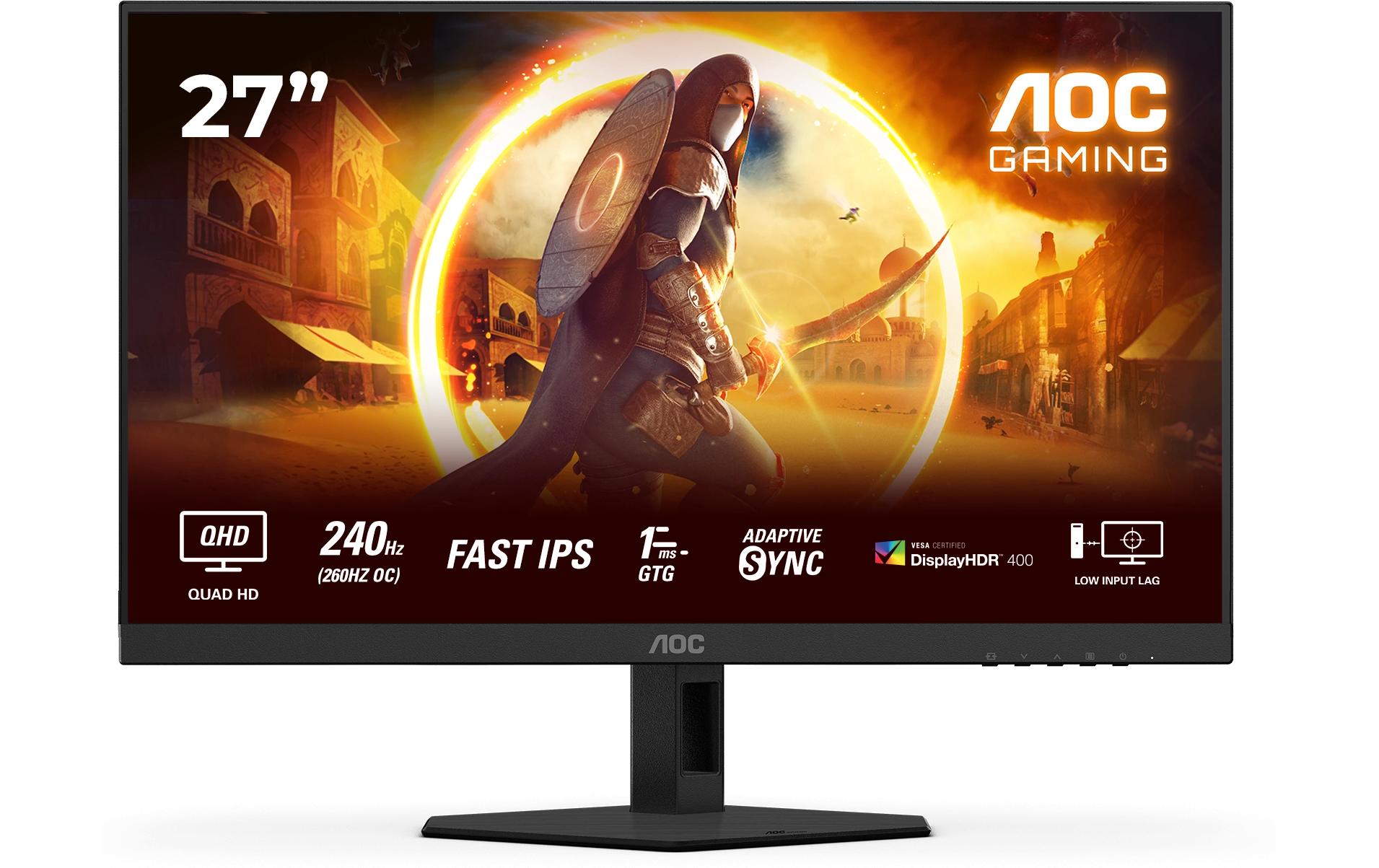 AOC Q27G4ZR – Monitor, 27", 2560 × 1440 (WQHD), IPS, 260 Hz, Adaptive Sync, Lautsprecher, Rot