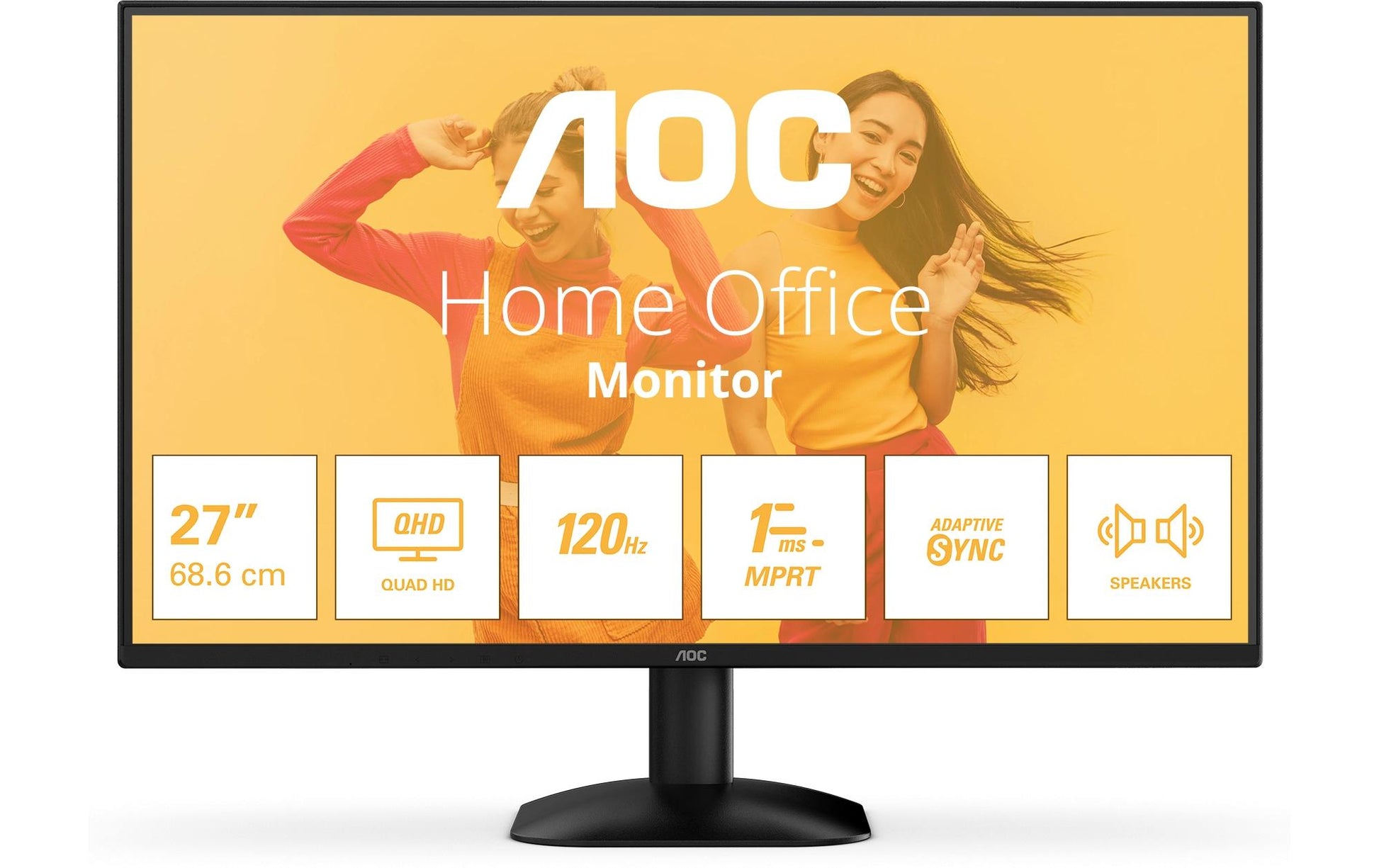 AOC Q27B35S3 – Monitor, 27", 2560 × 1440 (WQHD), IPS, 120 Hz, Integrierte Lautsprecher, Adaptive Sync, Schwarz