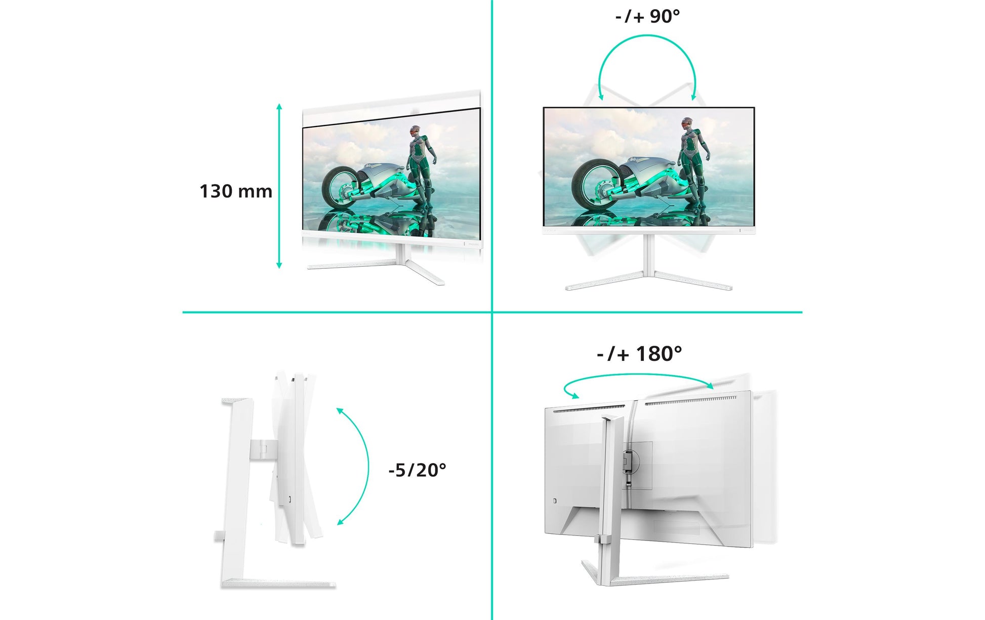 Philips 27M2N3501PA/00 – Monitor, 27", 2560 × 1440 (WQHD), IPS, 260 Hz, G-Sync, Lautsprecher, Weiss