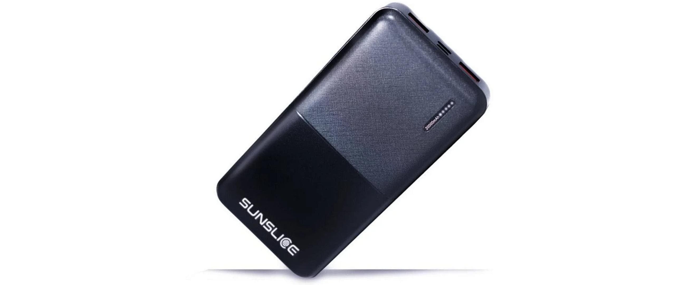 SunSlicer Gravity 20 – Powerbank – 20000 mAh, PD 18 W, Anschlüsse: 1× USB-C, 1× USB-A, Schwarz