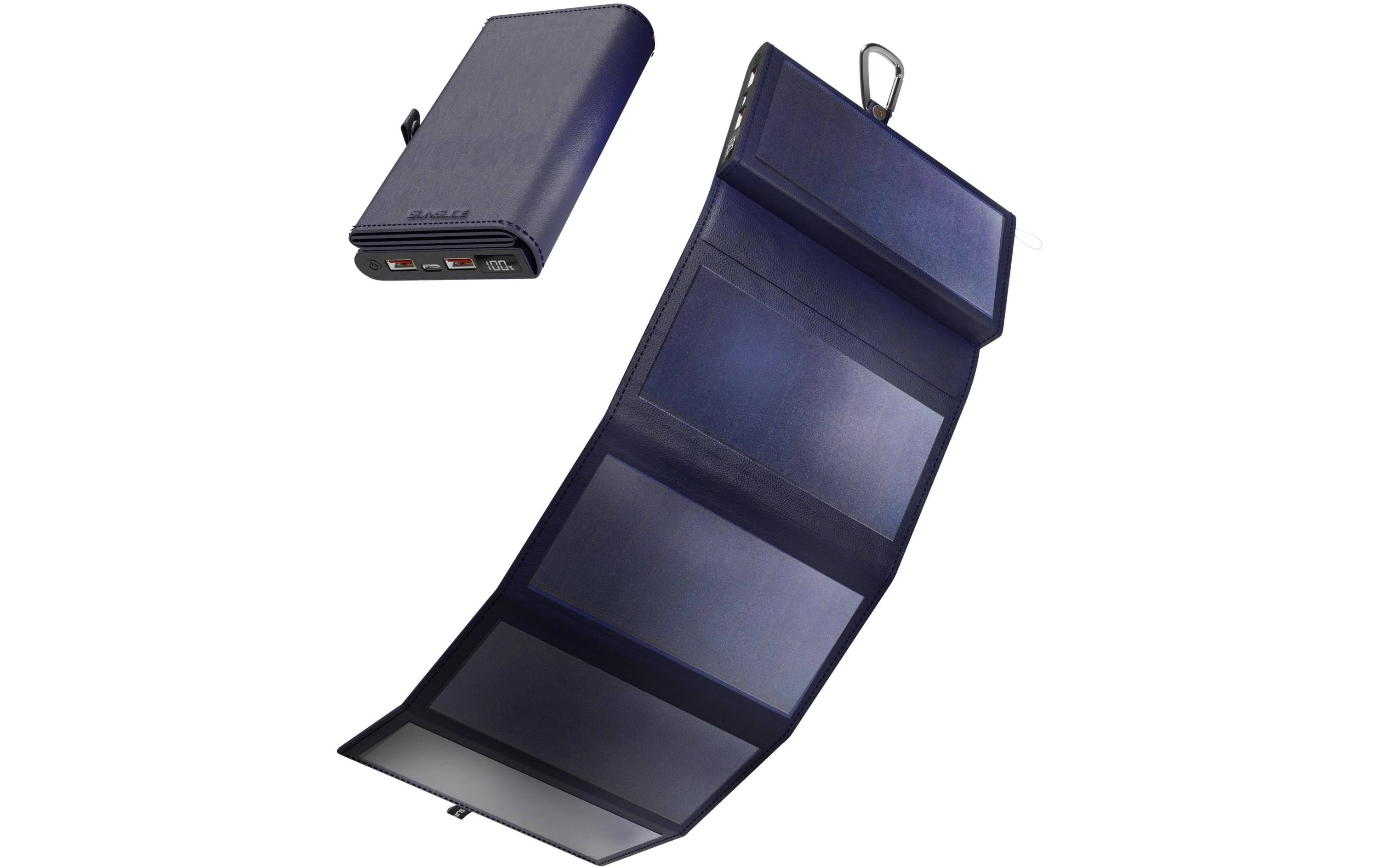 Sunslice Powerbank 10000 mAh, PD 18 W, 1× USB-C, Solarpanel 8 W, Blau
