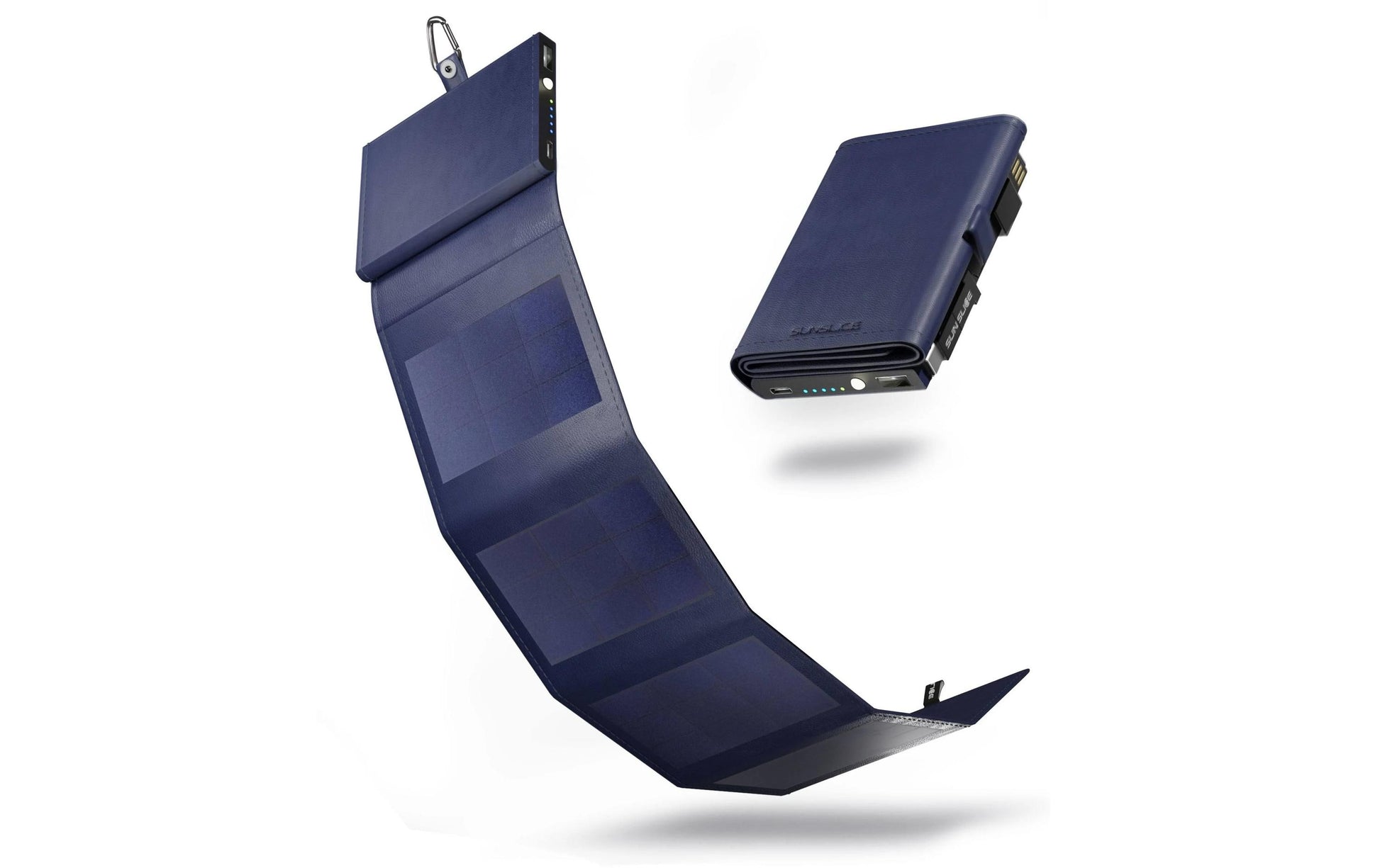 Sunslice Powerbank 4000 mAh, Solarpanel 4 W, Durchgangsladung, Dunkelblau