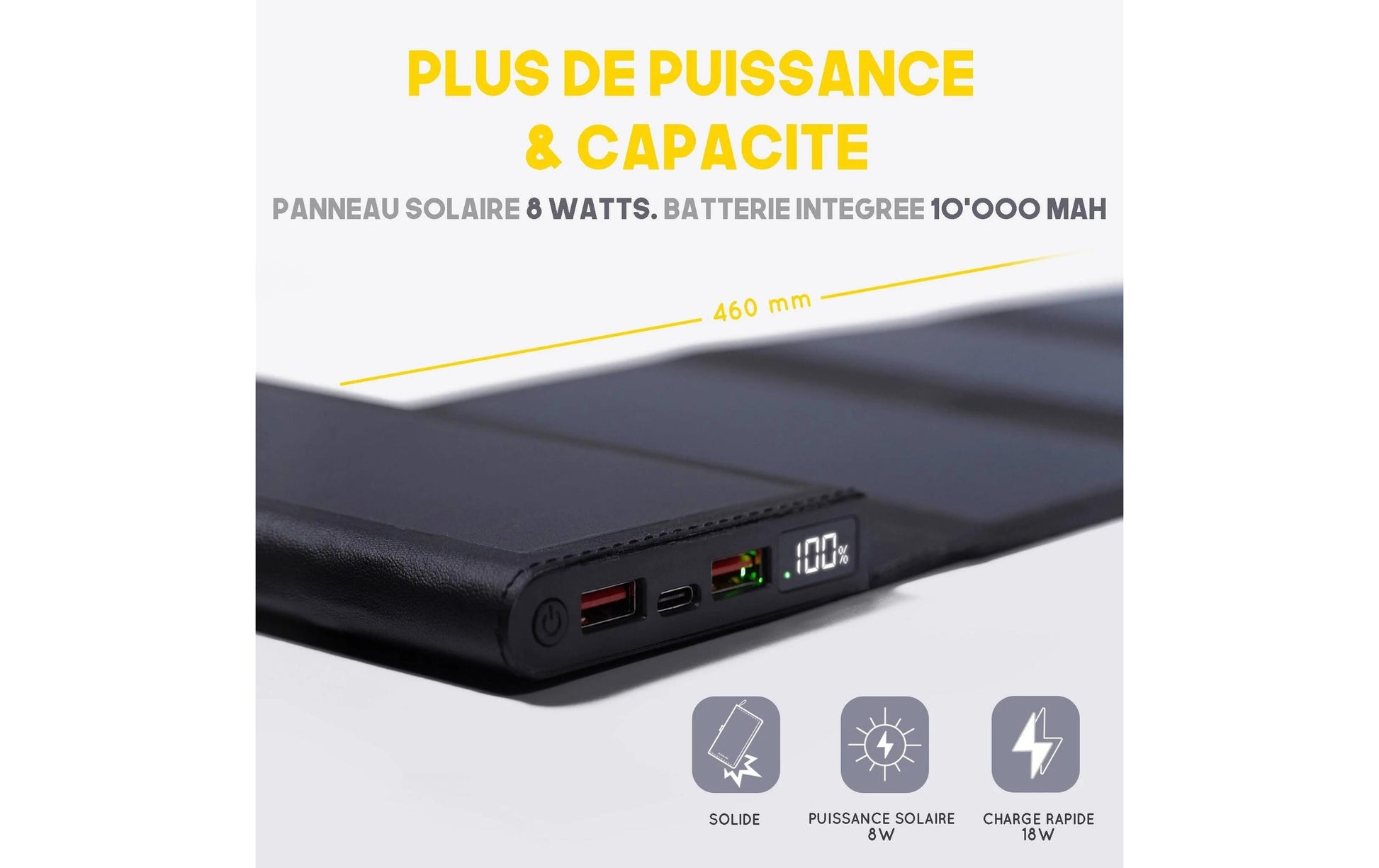 Sunslice Powerbank 10000 mAh, PD 18 W, 1× USB-C, Solarpanel 8 W, Blau