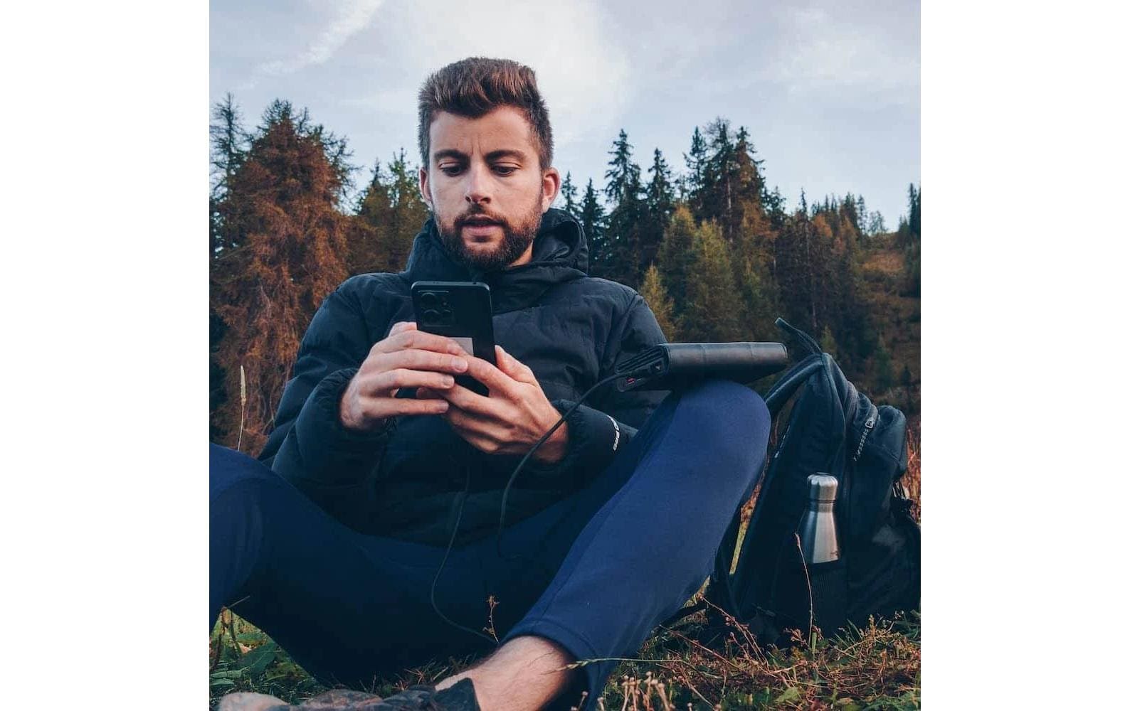Sunslice Powerbank 10000 mAh, PD 18 W, 1× USB-C, Solarpanel 8 W, Schwarz
