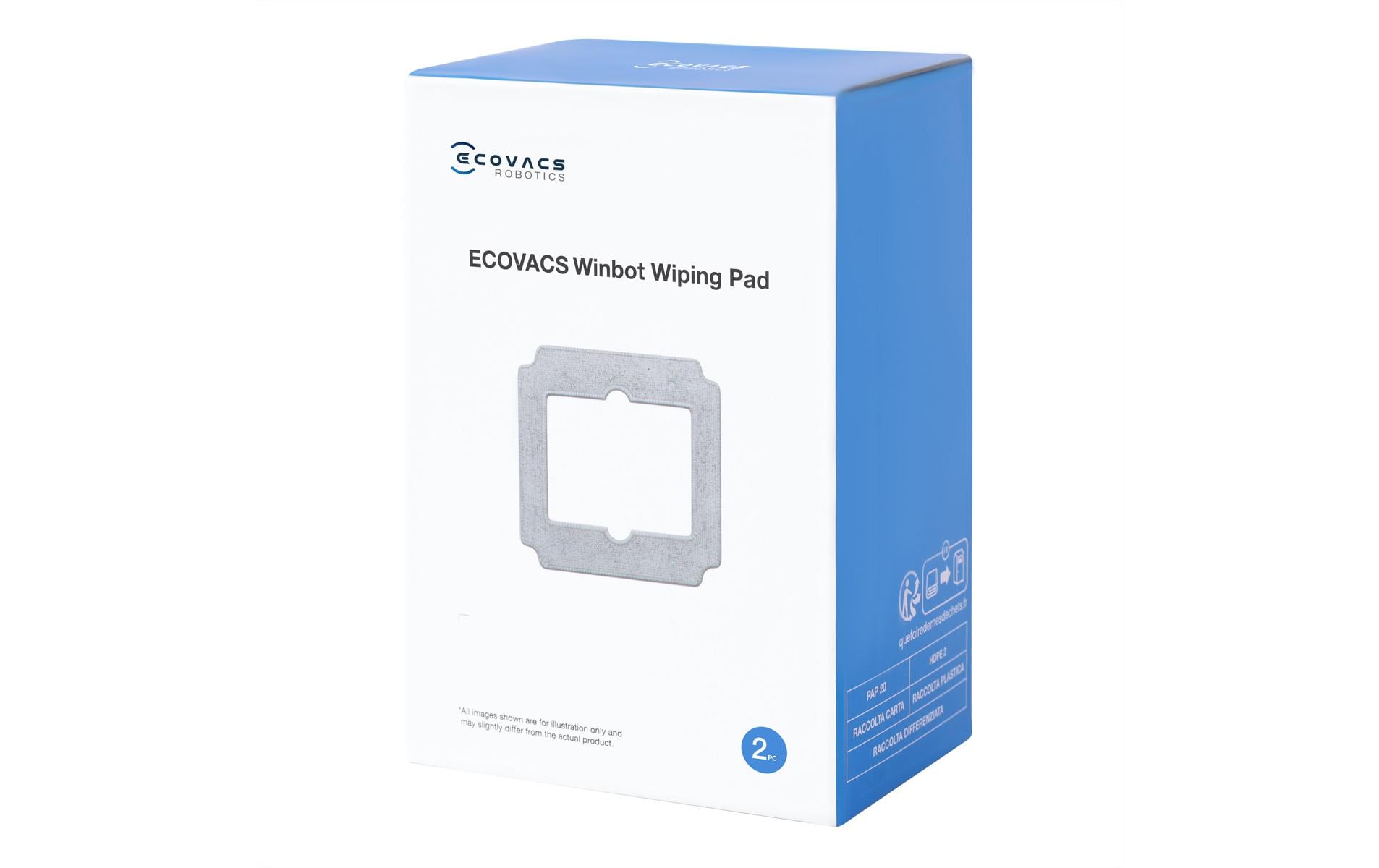 Ecovacs Reinigungswischtuch WCC020012 – für Winbot Mini – 21,5 × 21,5 cm – 2 Stk.