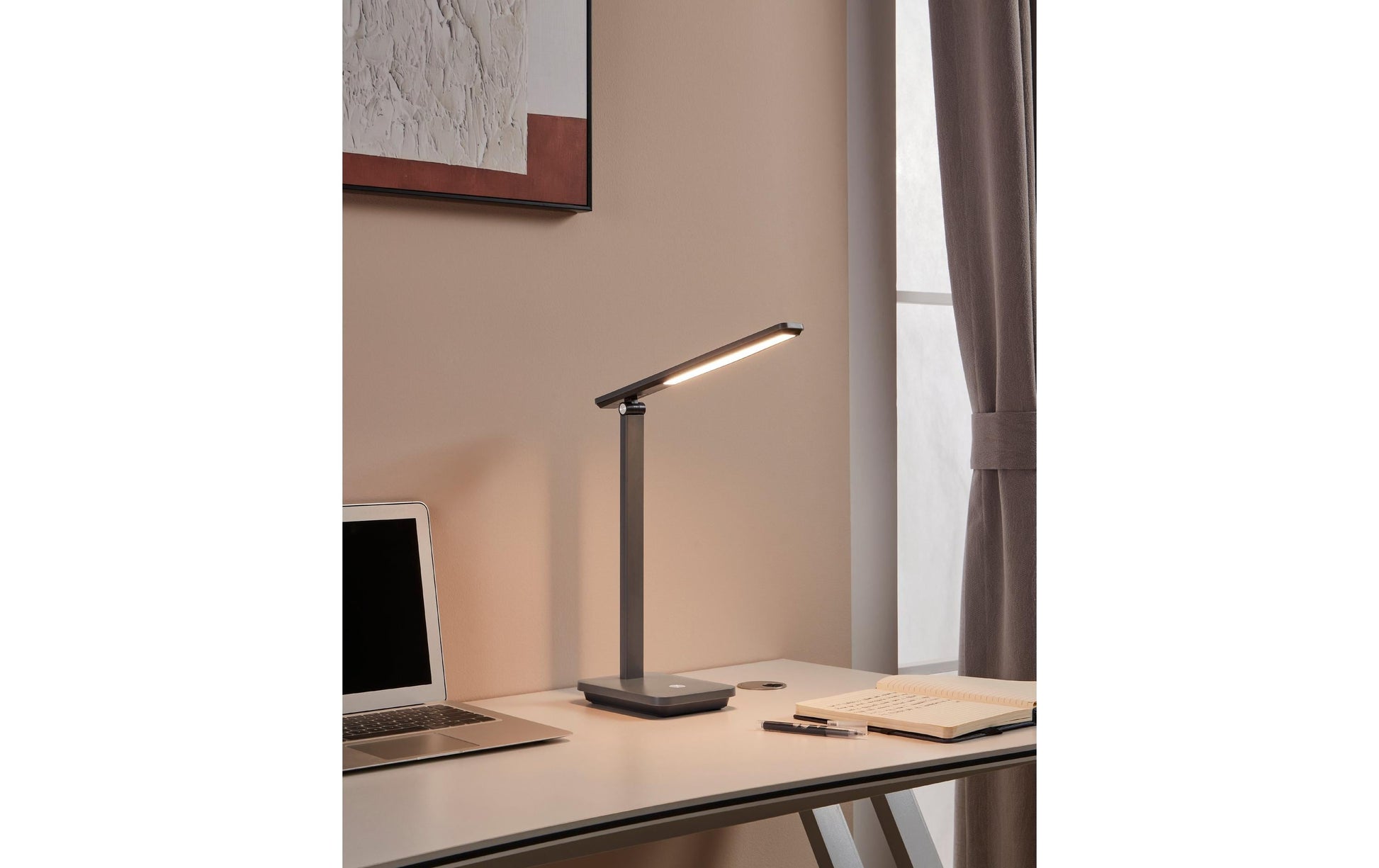 EGLO Tischleuchte Iniesta – 3000–6500 K, 360 lm, 3,6 W, dimmbar, Touch, Akku, USB, grau